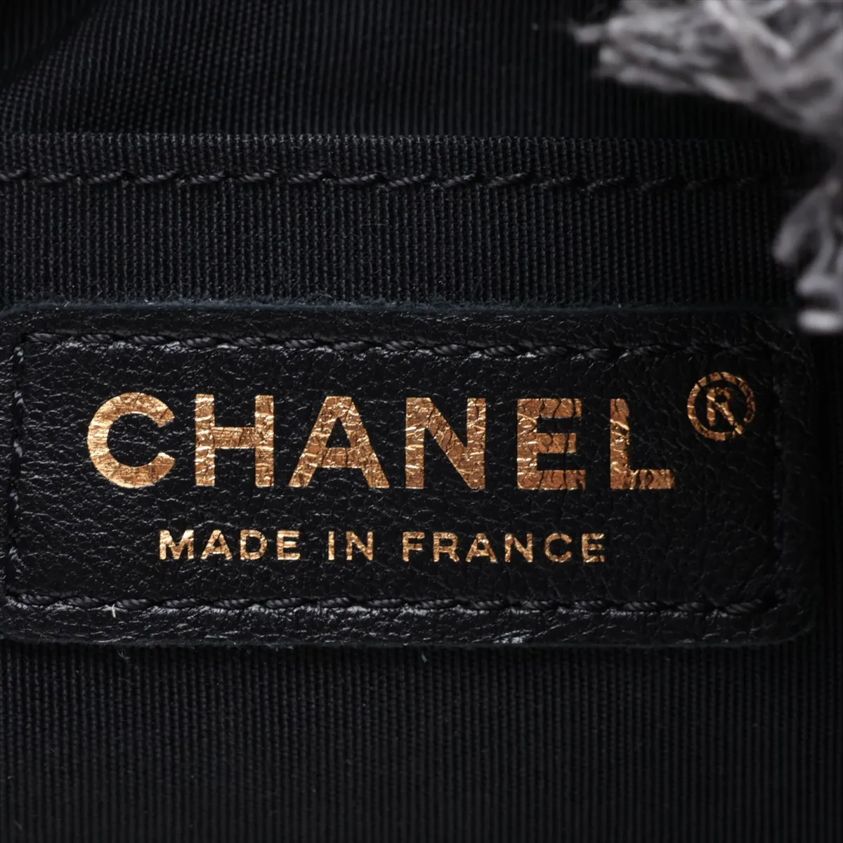 Matelassé Denim Chain Shoulder Bag, Logo, Drawstring, Black, Gold Hardware, T6UAJA8G, Random Plate — view 7
