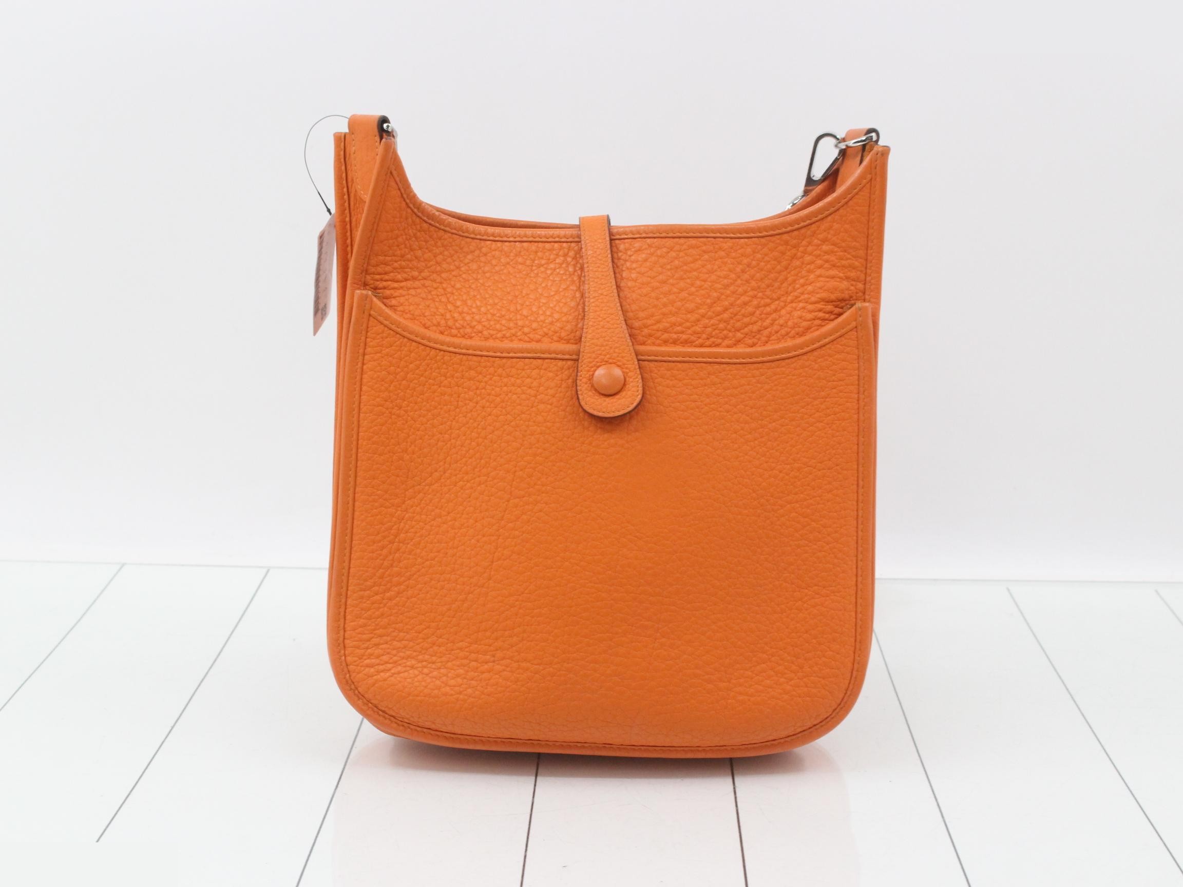 Evelyne 3 PM Shoulder Bag, Leather, L Stamp, Orange — view 2