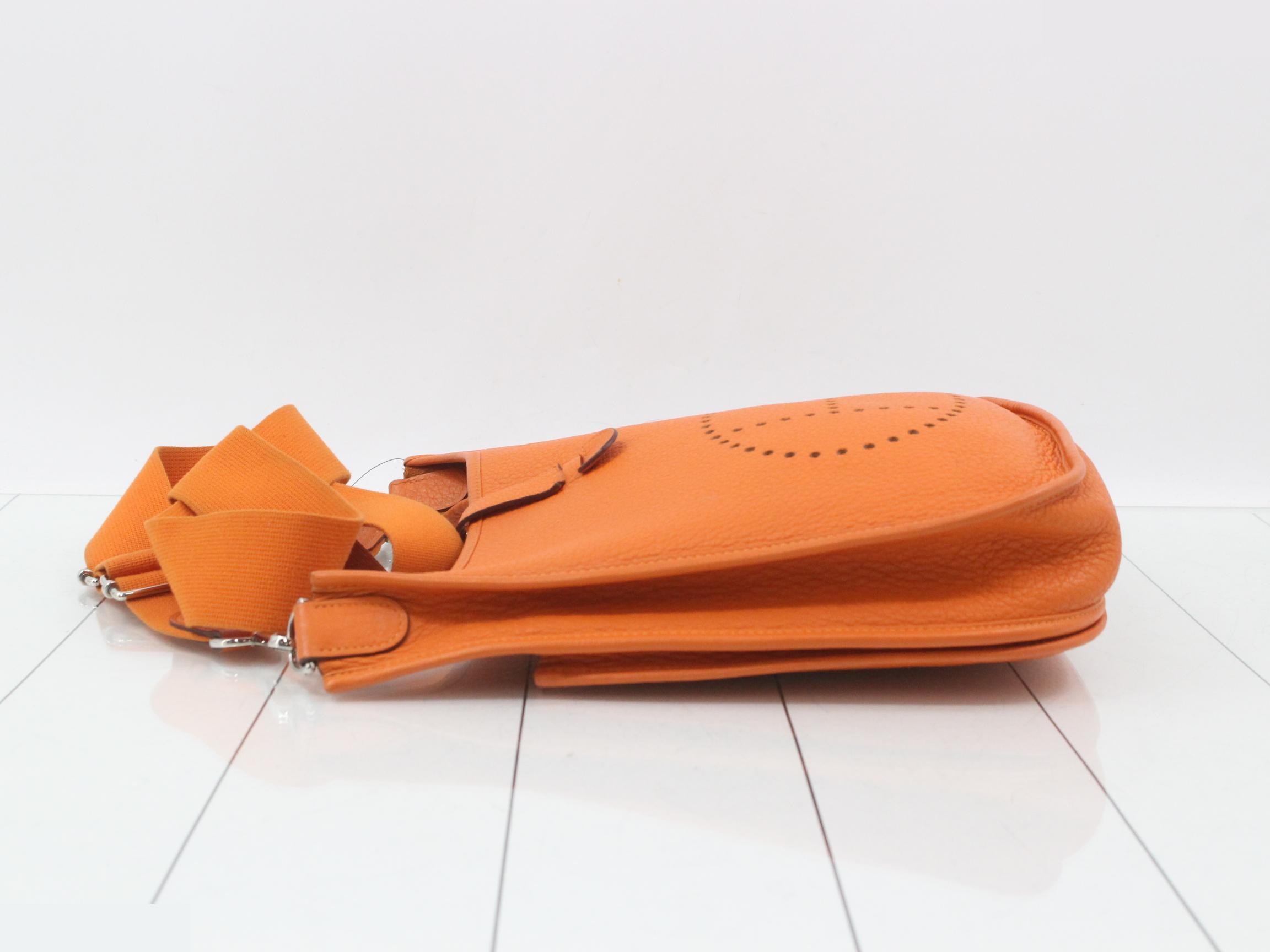 Evelyne 3 PM Shoulder Bag, Leather, L Stamp, Orange — view 4