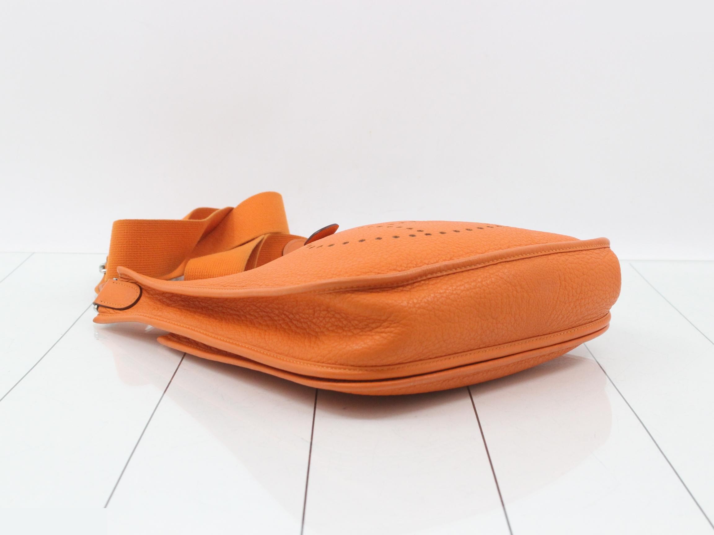 Evelyne 3 PM Shoulder Bag, Leather, L Stamp, Orange — view 5