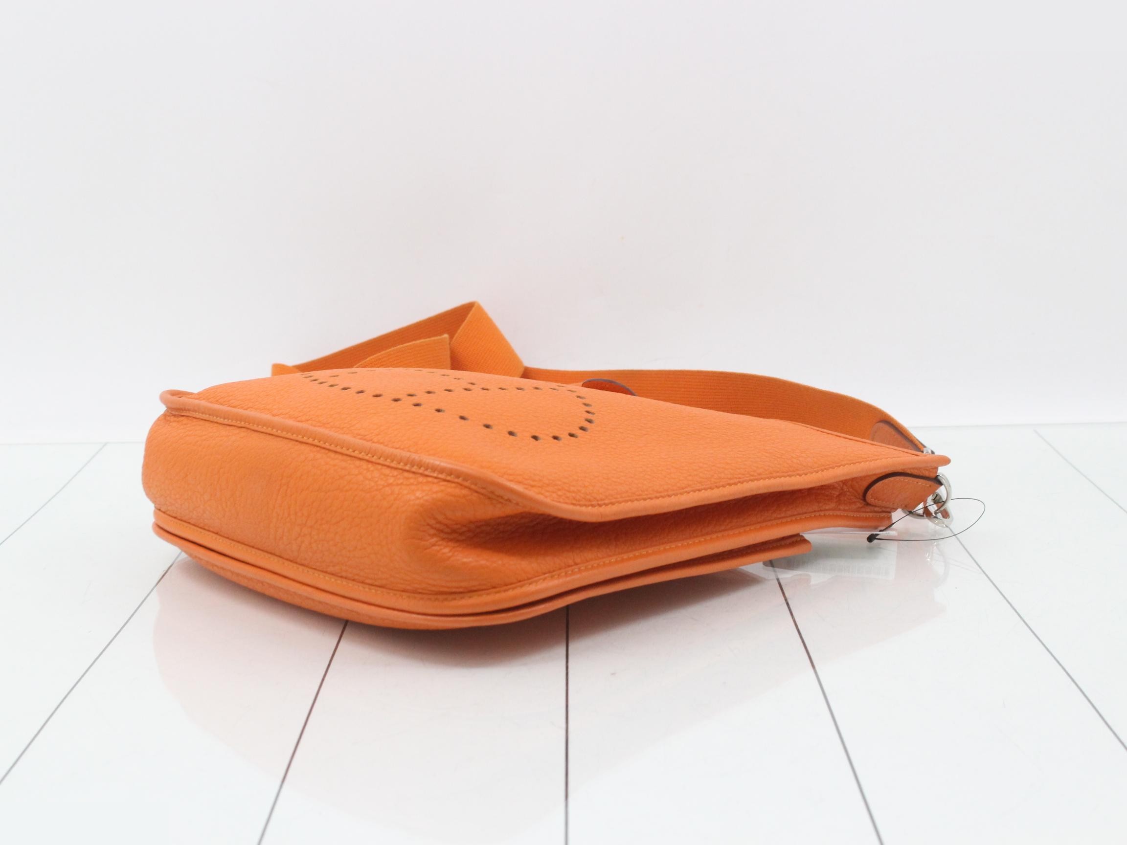 Evelyne 3 PM Shoulder Bag, Leather, L Stamp, Orange — view 6