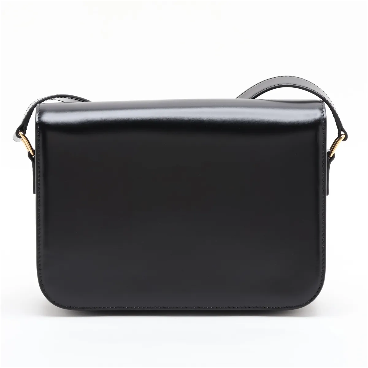 Triomphe Classic Leather Shoulder Bag, Black — view 2