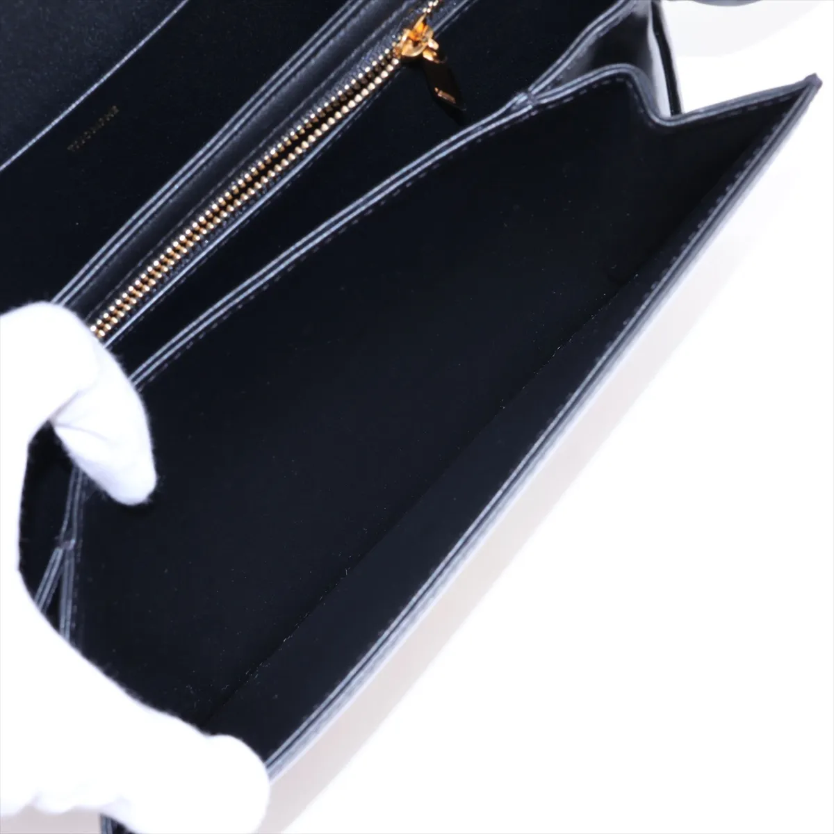 Triomphe Classic Leather Shoulder Bag, Black — view 6