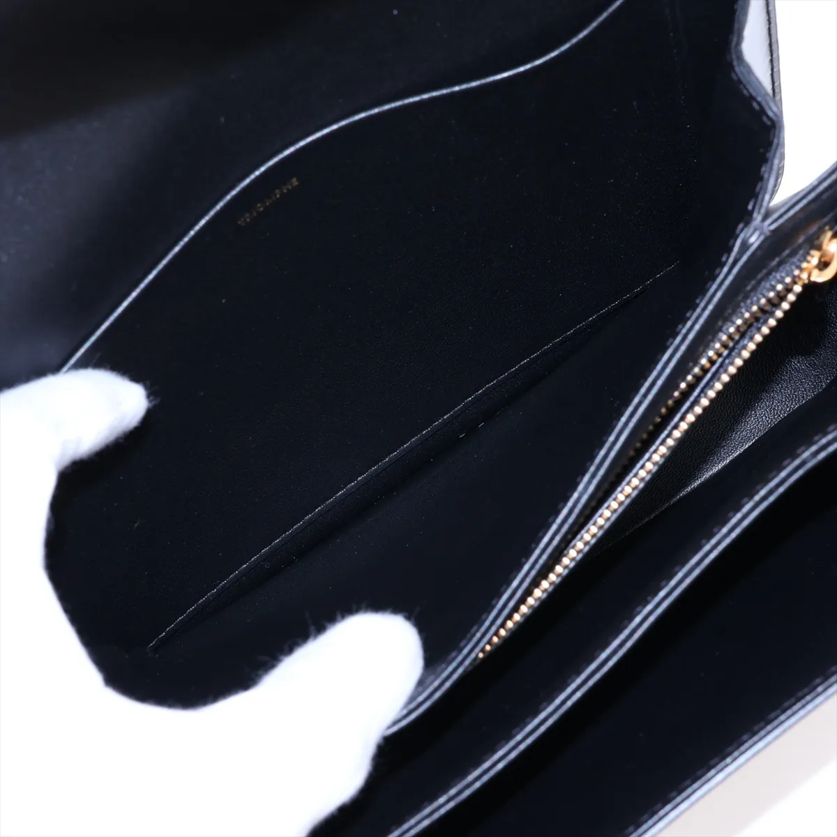 Triomphe Classic Leather Shoulder Bag, Black — view 9