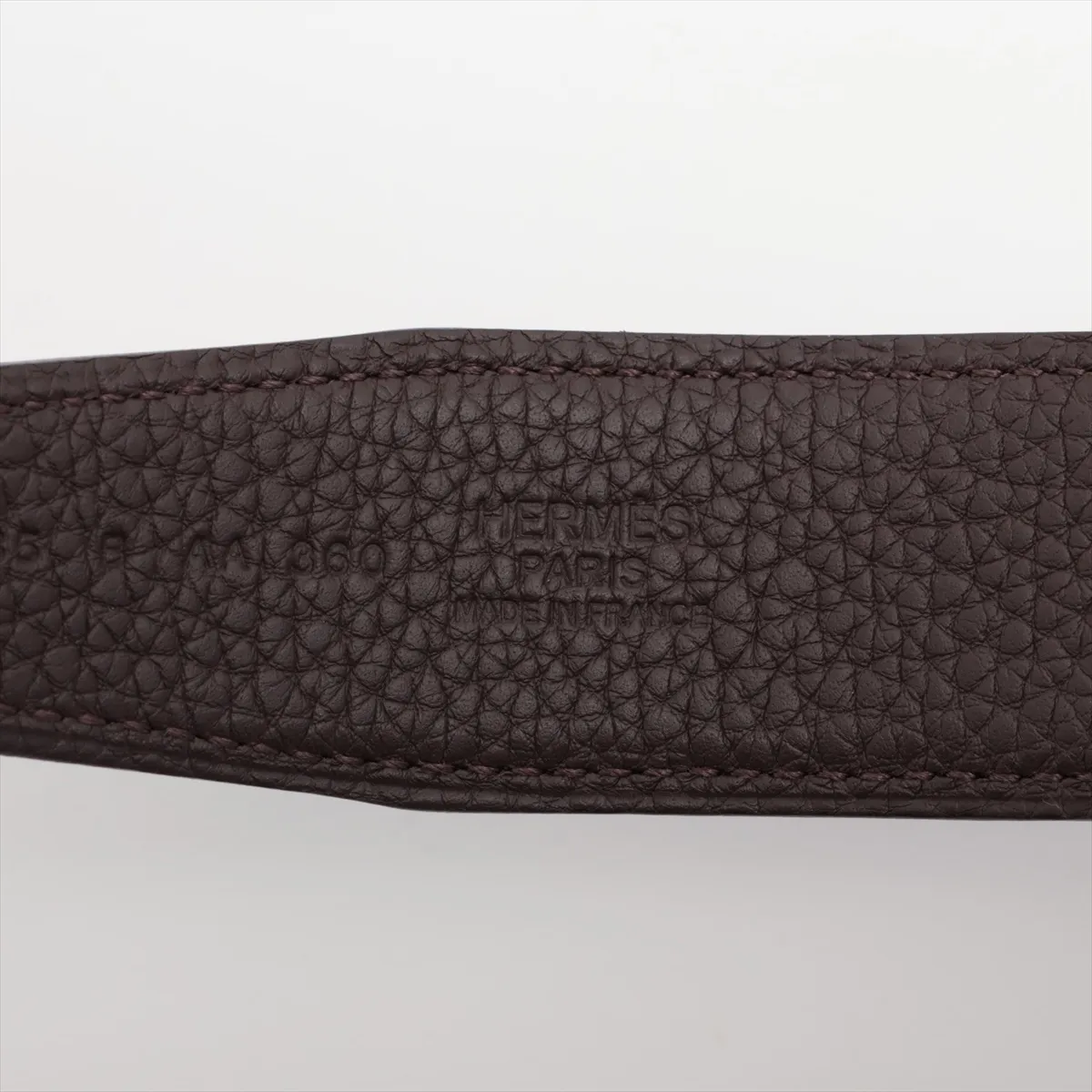 H Royal B:2023 Belt, size 85, Box Calf x Togo leather, Black x Brown. Shows signs of wear including — view 5