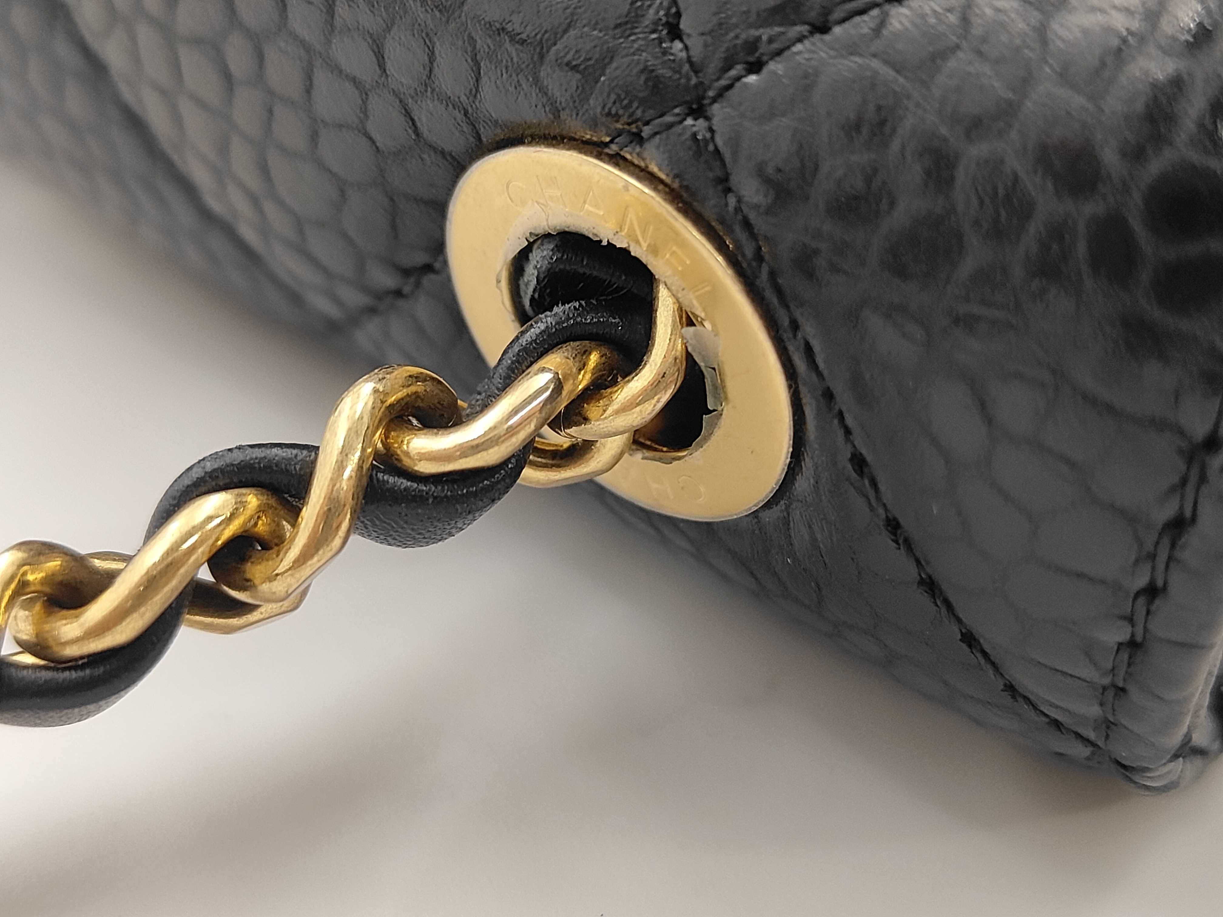Chain Shoulder Bag, Grained Calfskin, Black, Gold Hardware — view 5