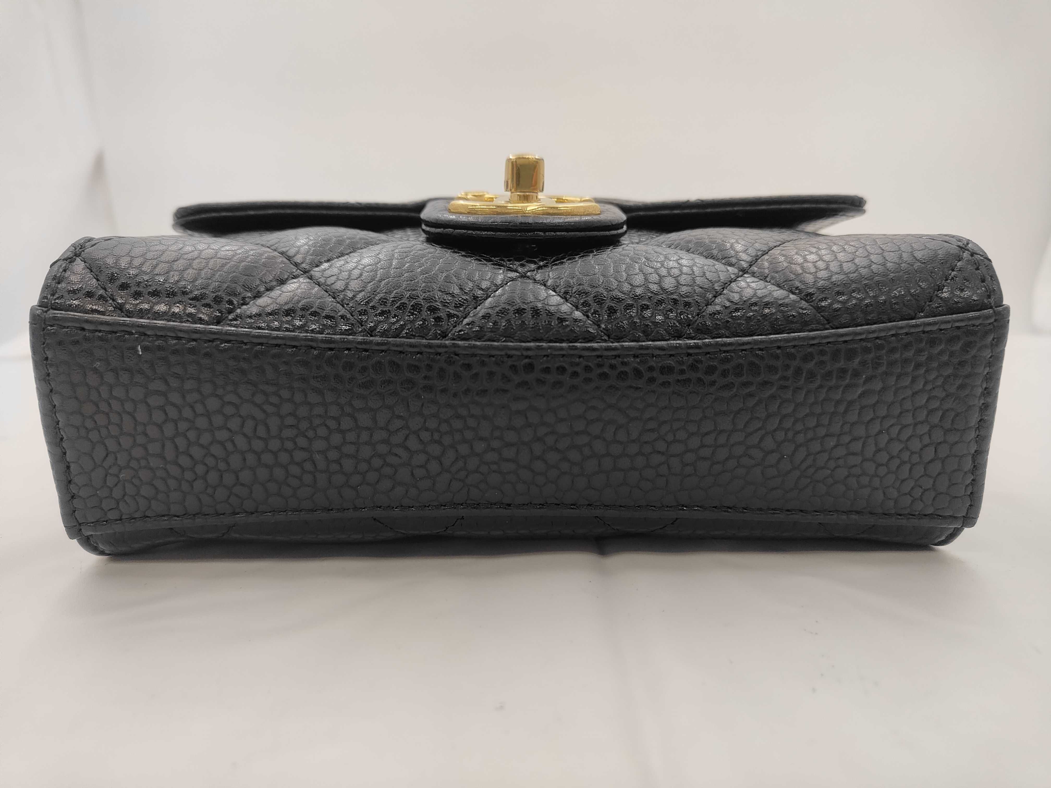 Chain Shoulder Bag, Grained Calfskin, Black, Gold Hardware — view 7