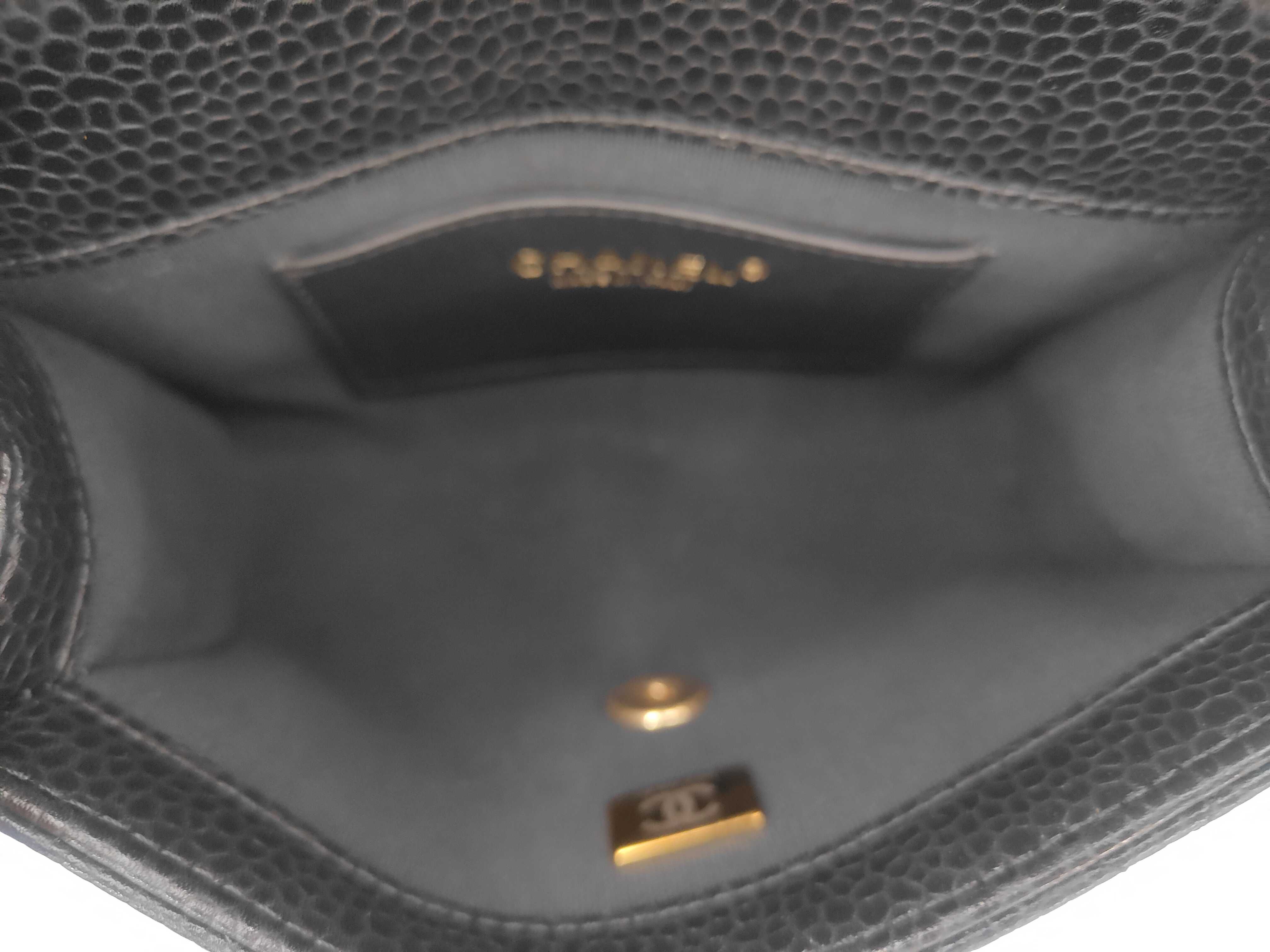 Chain Shoulder Bag, Grained Calfskin, Black, Gold Hardware — view 8