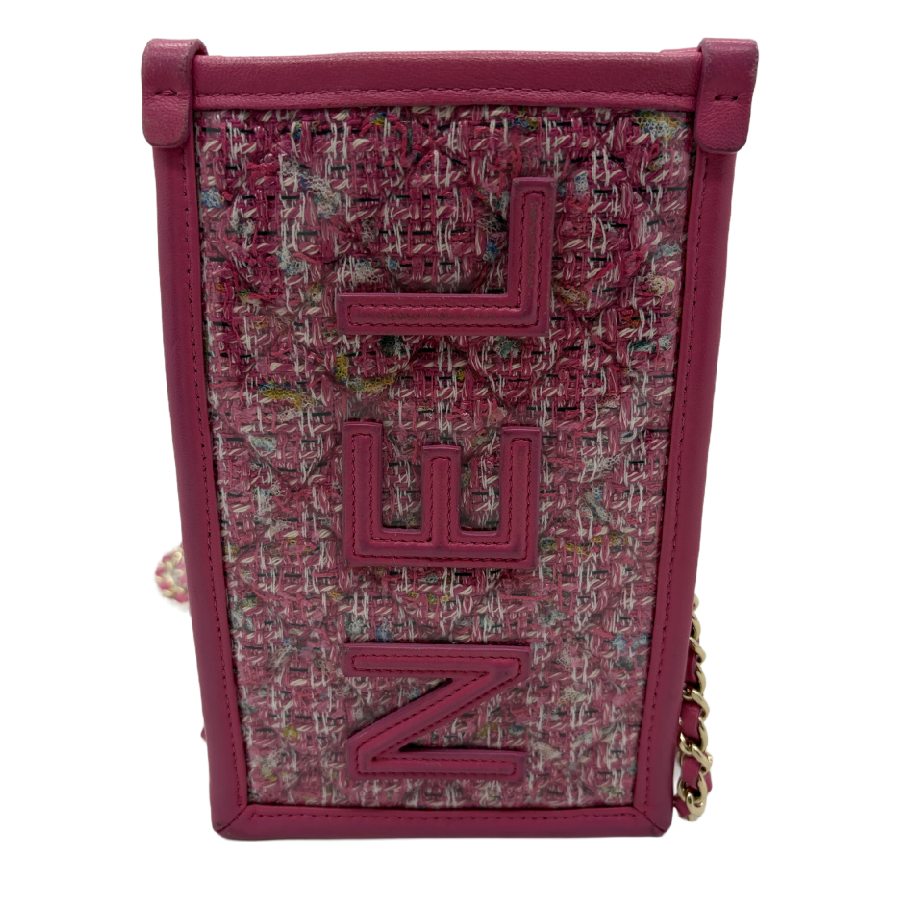 logo tweed chain clutch shoulder bag — view 2