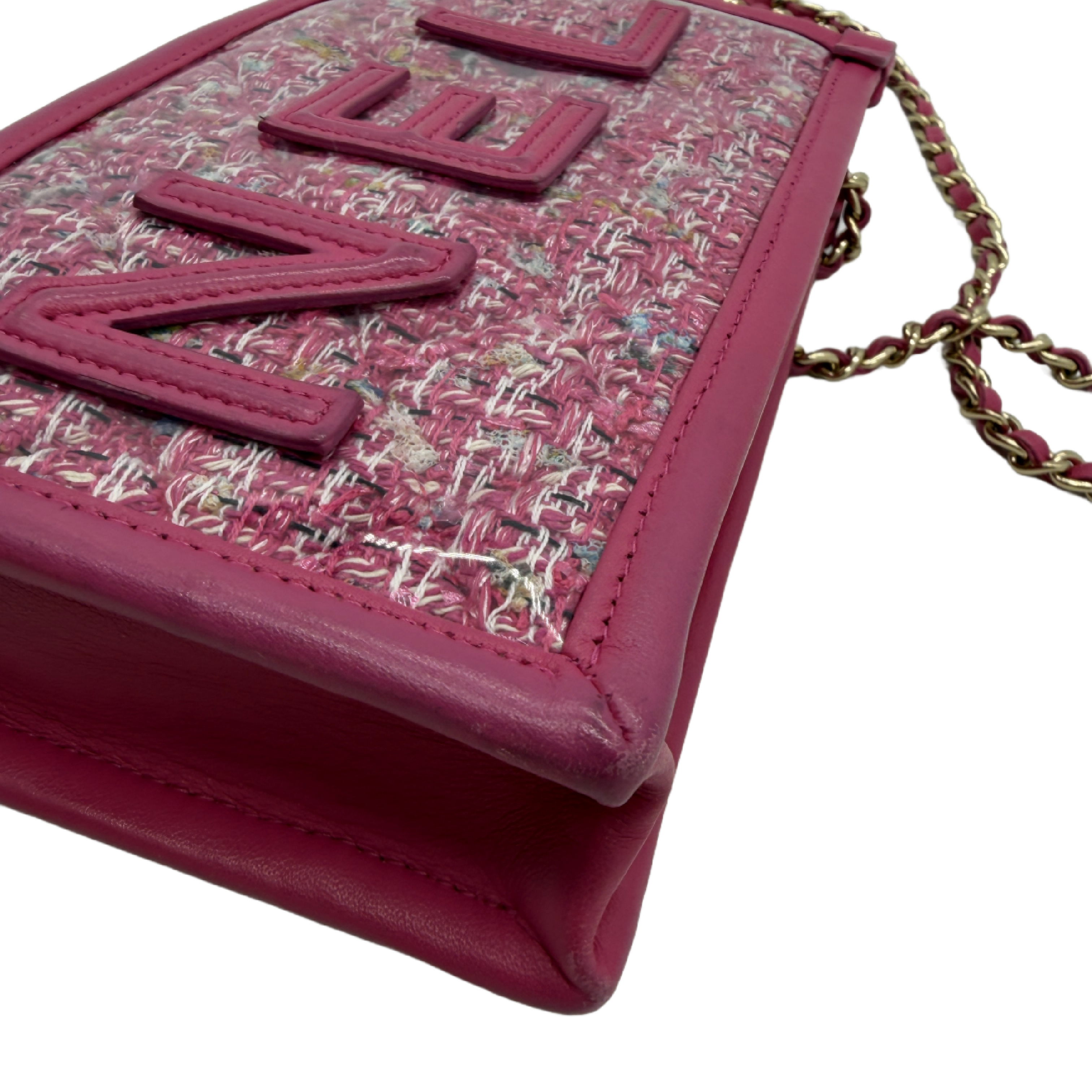 logo tweed chain clutch shoulder bag — view 7