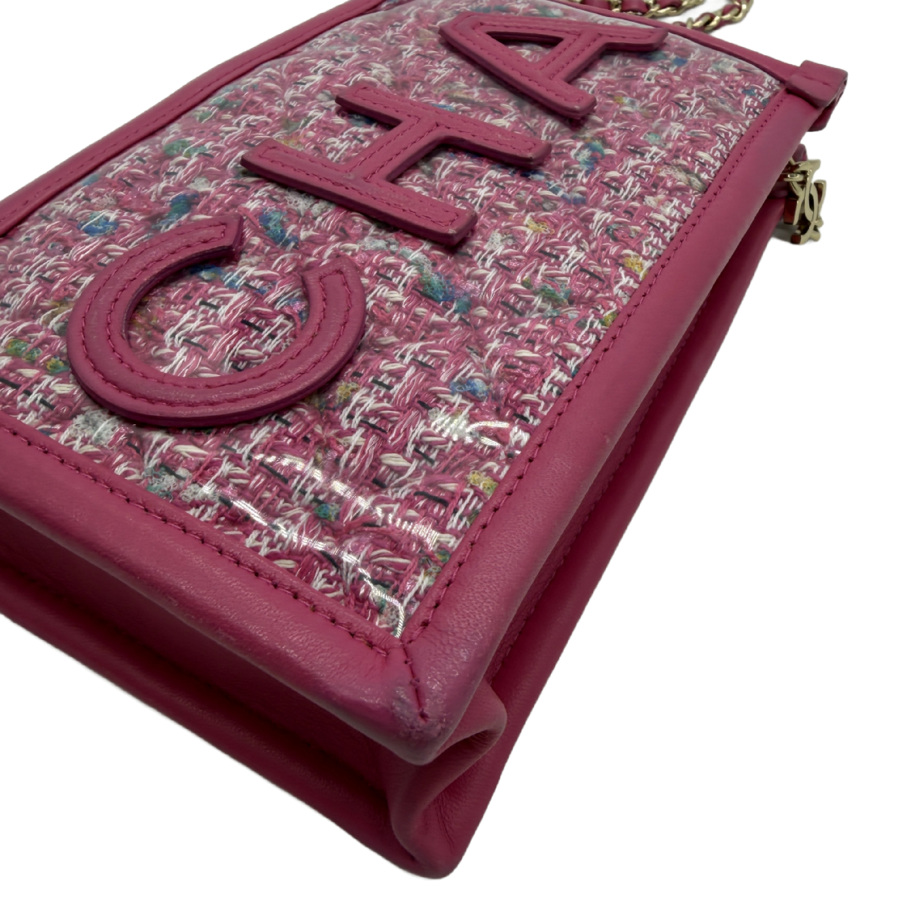 logo tweed chain clutch shoulder bag — view 9