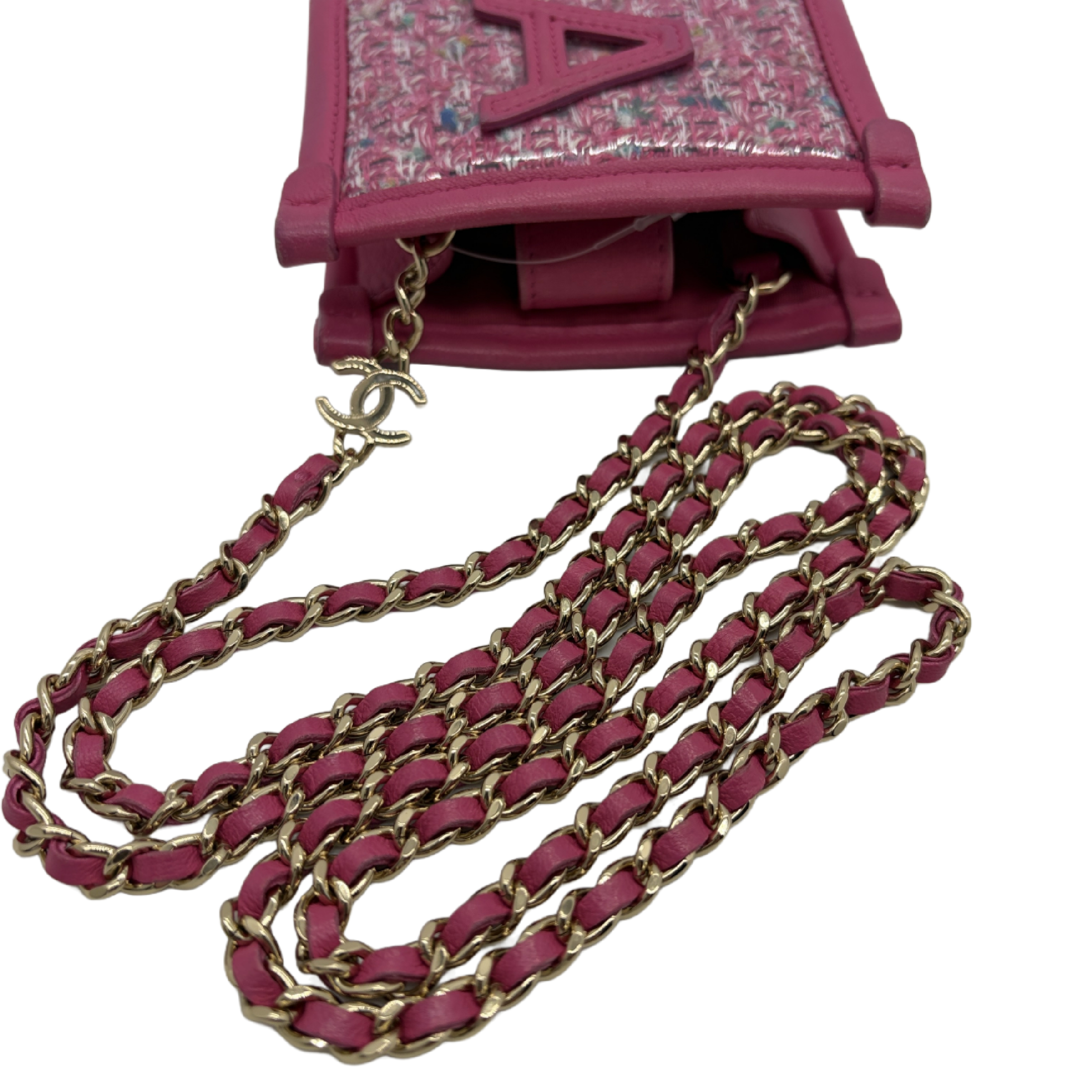 logo tweed chain clutch shoulder bag — view 10