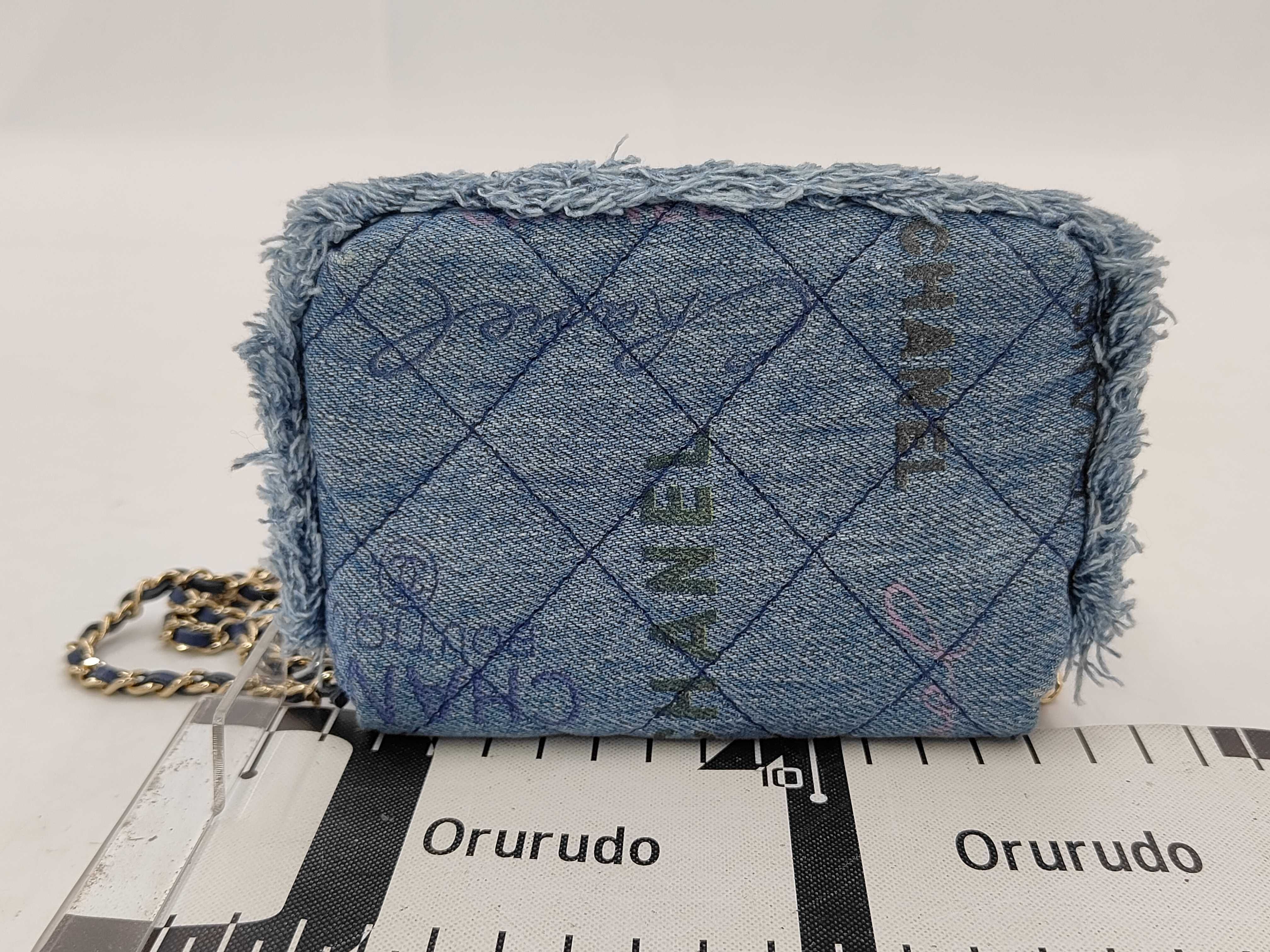 2192 Mini Denim Chain Shoulder Bag with Gold Hardware — view 2