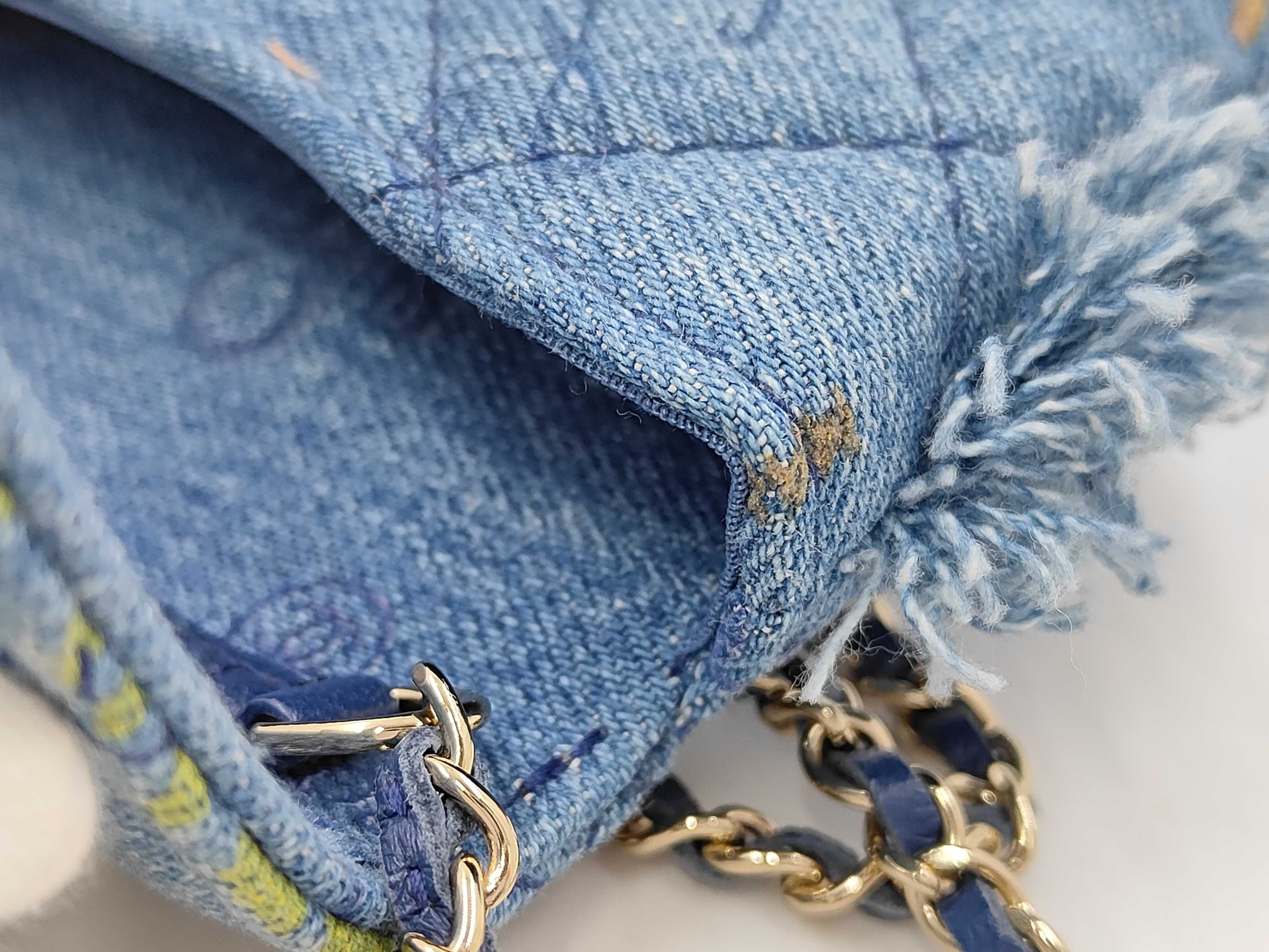 2192 Mini Denim Chain Shoulder Bag with Gold Hardware — view 12