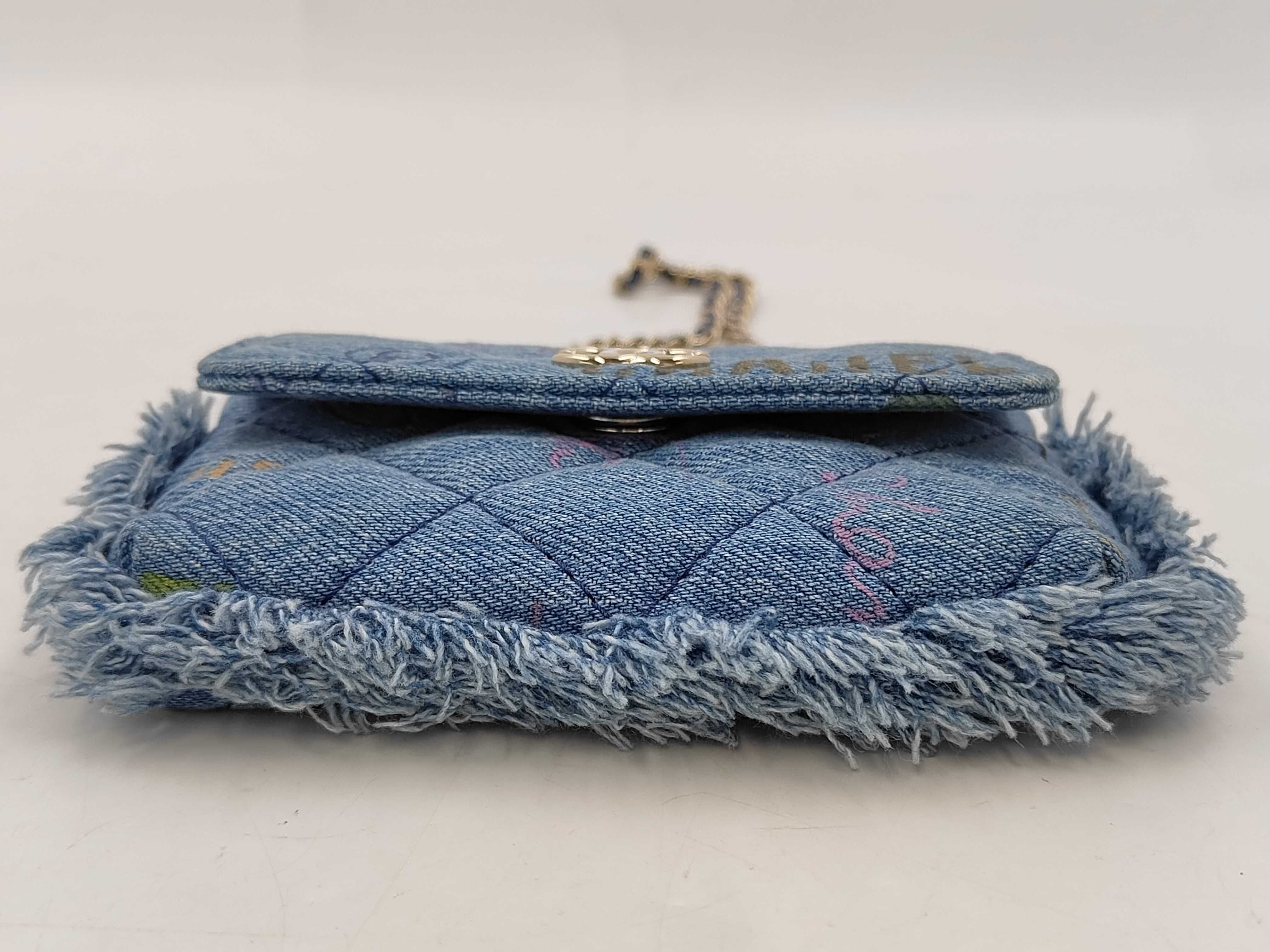 2192 Mini Denim Chain Shoulder Bag with Gold Hardware — view 4