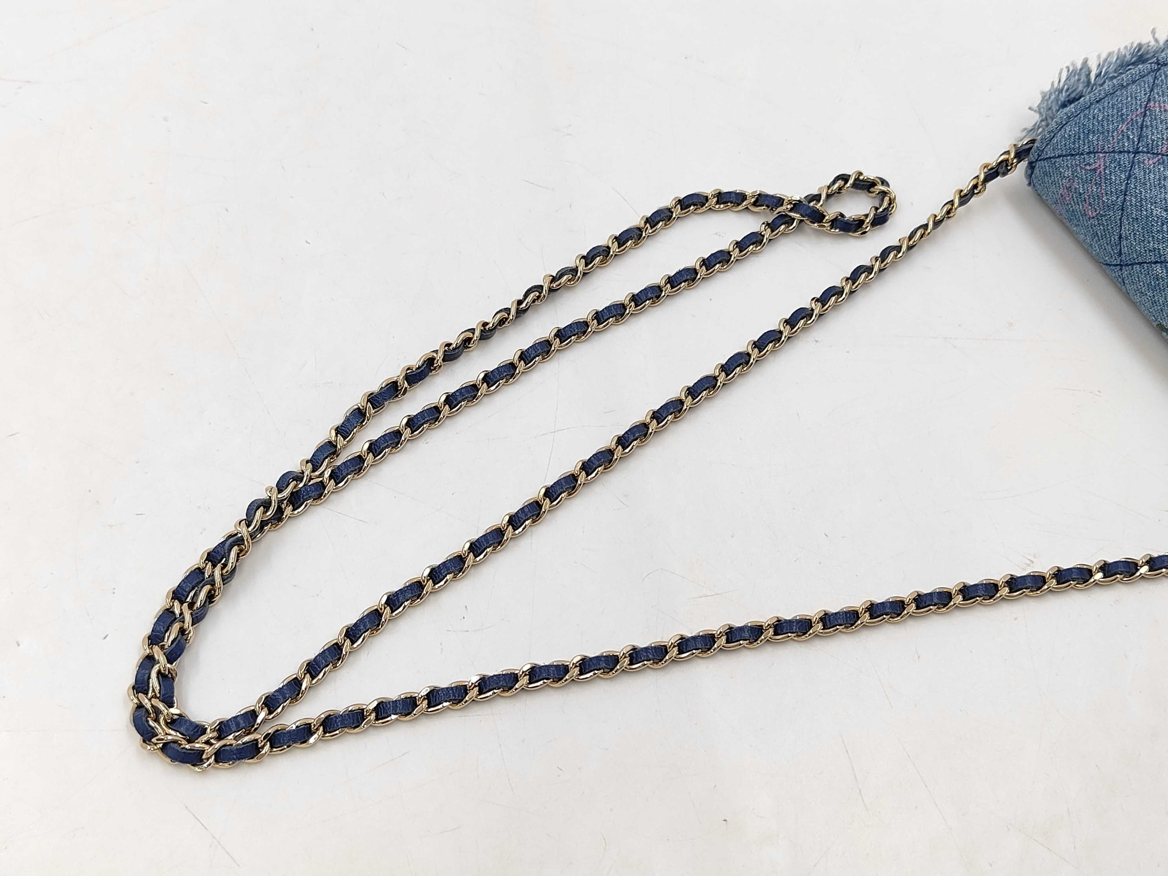 2192 Mini Denim Chain Shoulder Bag with Gold Hardware — view 5