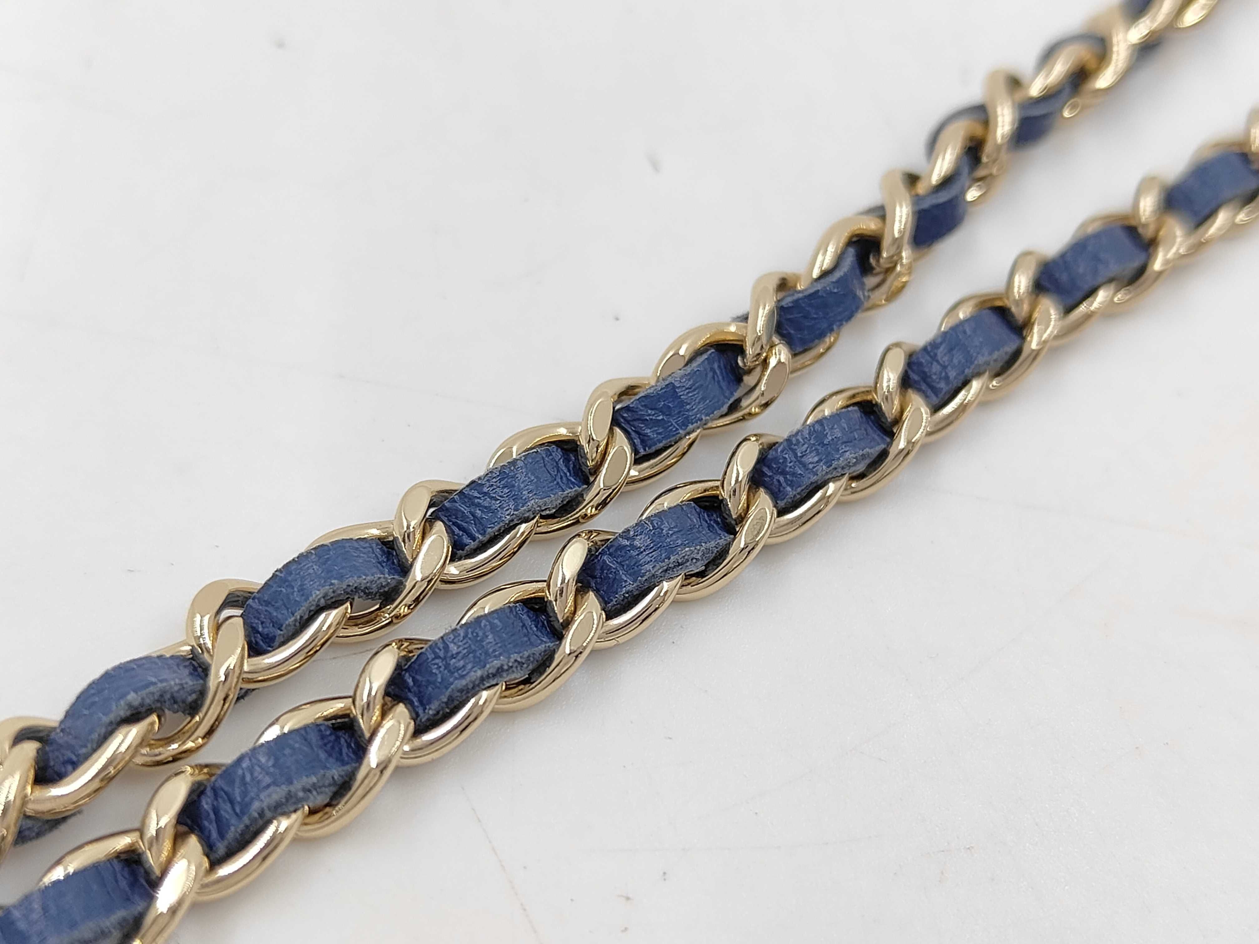 2192 Mini Denim Chain Shoulder Bag with Gold Hardware — view 6