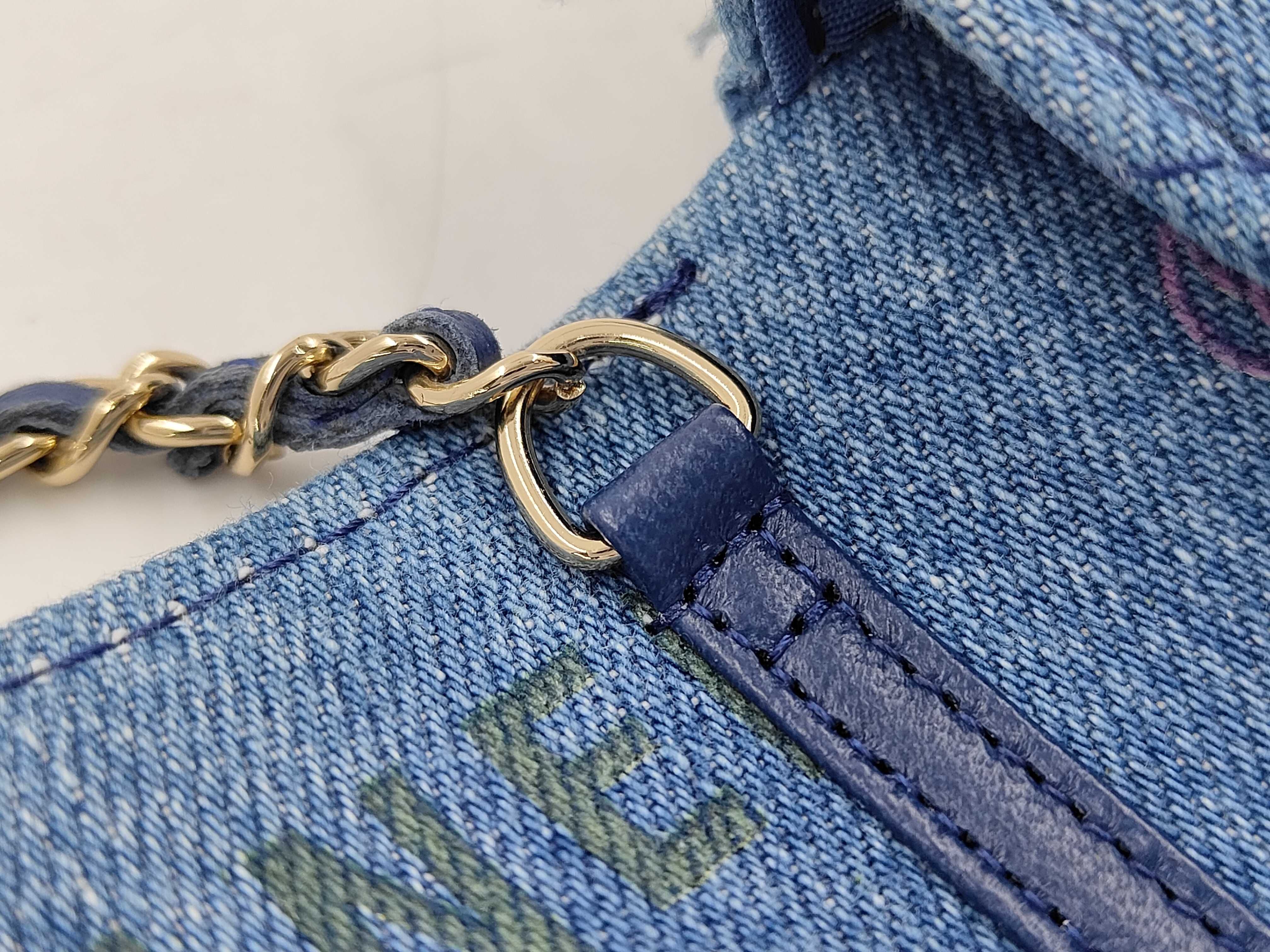 2192 Mini Denim Chain Shoulder Bag with Gold Hardware — view 7