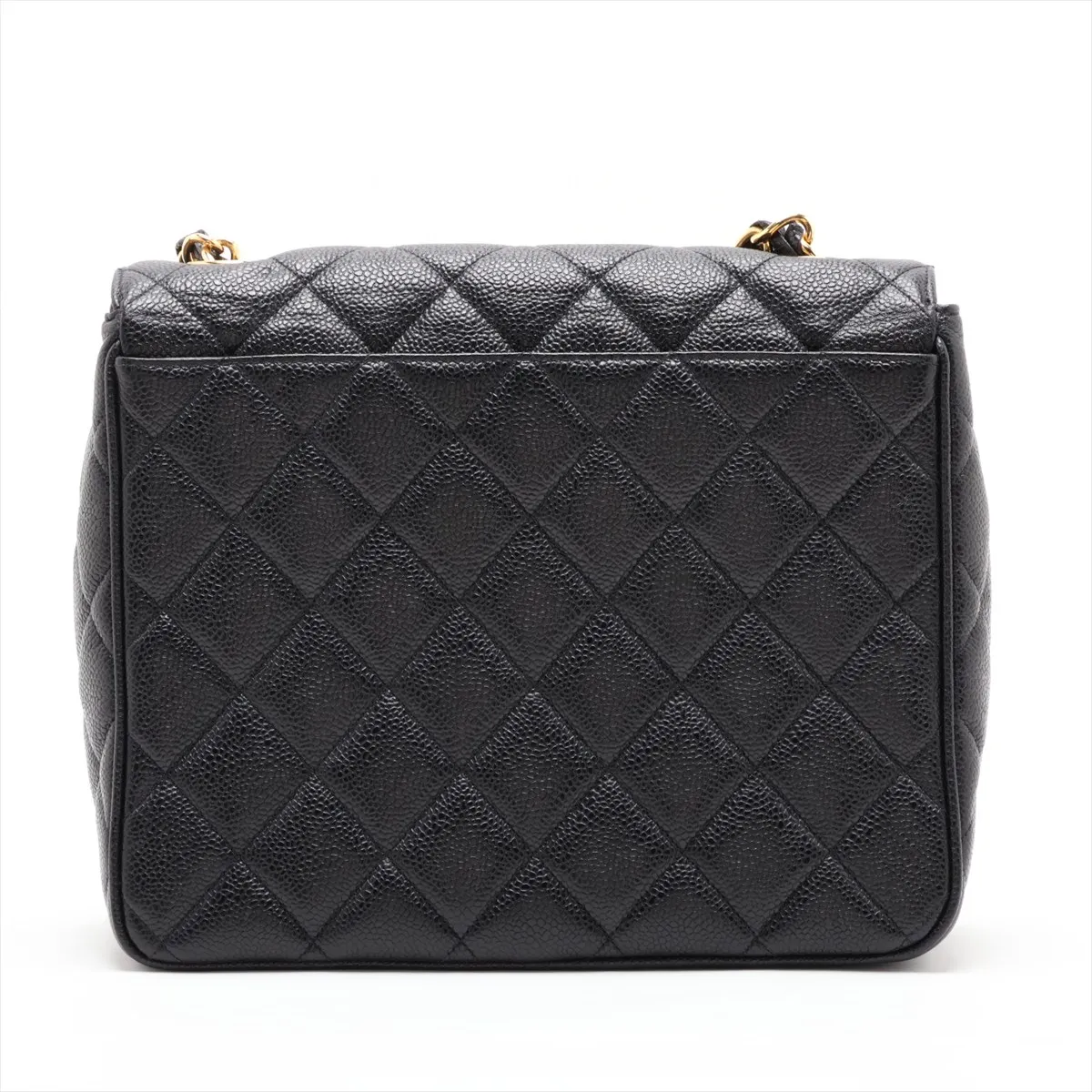 Matelassé Caviar Skin Chain Shoulder Bag, Black with Gold Hardware, 3099616, Series 3 — view 2