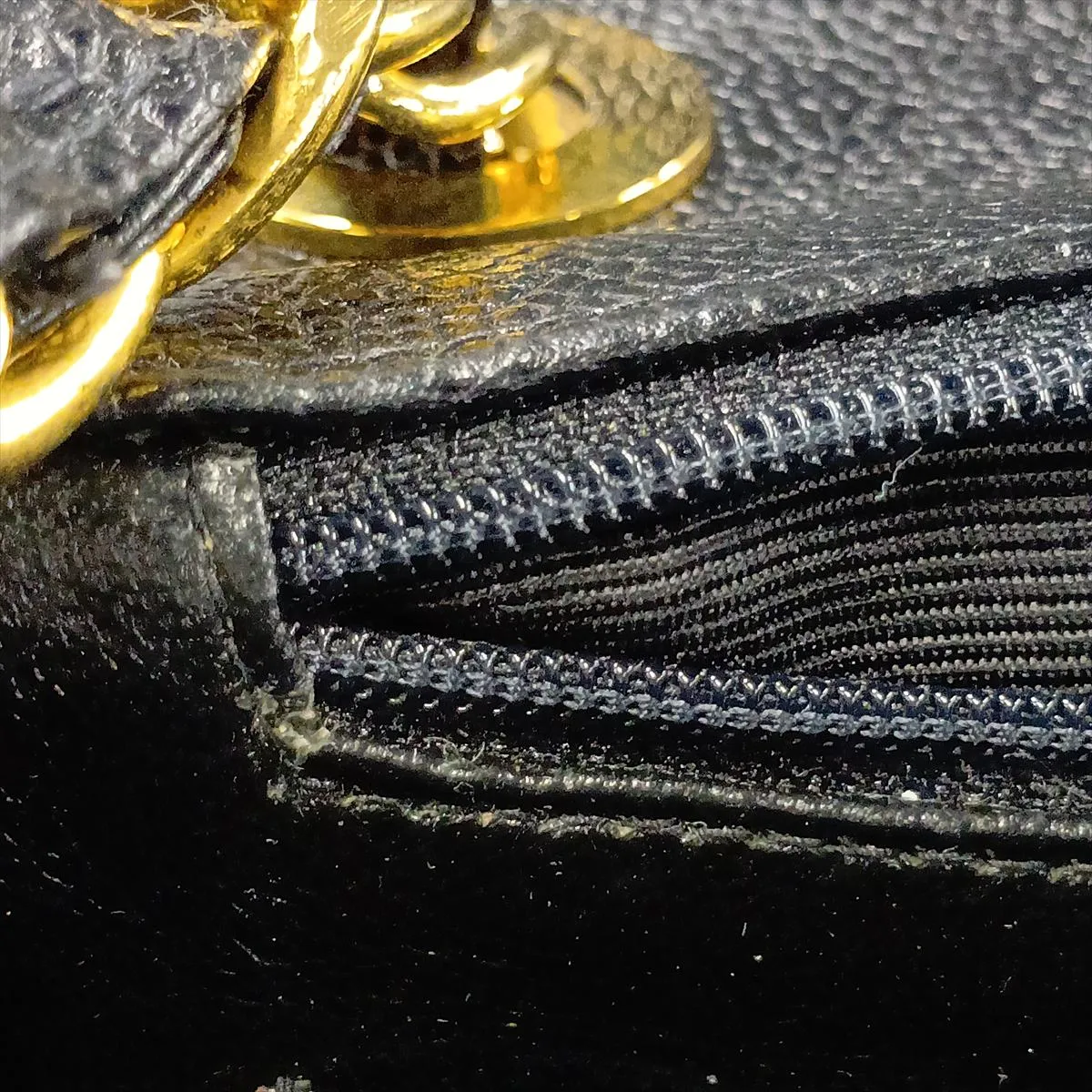 Matelassé Caviar Skin Chain Shoulder Bag, Black with Gold Hardware, 3099616, Series 3 — view 11