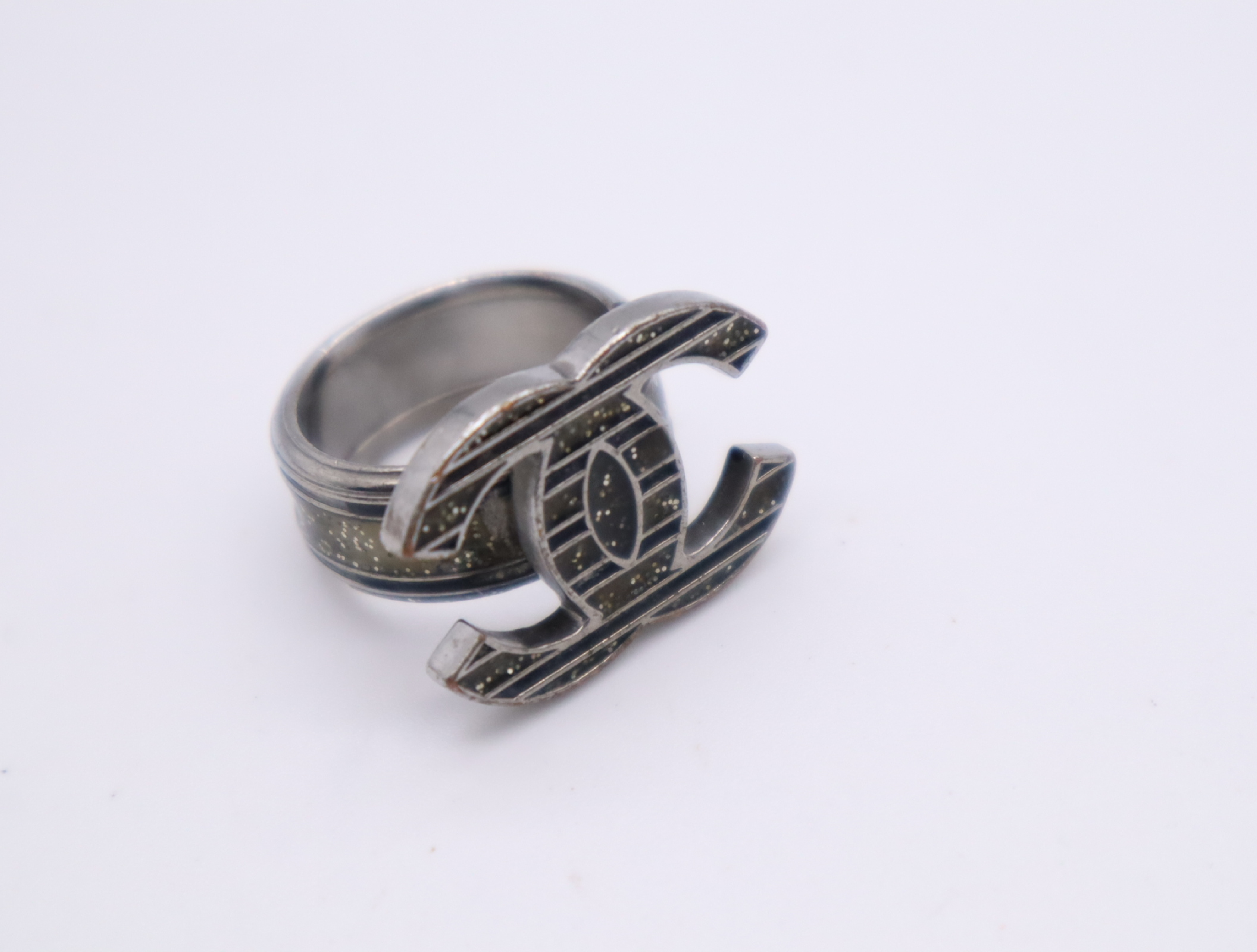 Metal GP Coco Mark Ring, Striped Glitter Ring — view 3