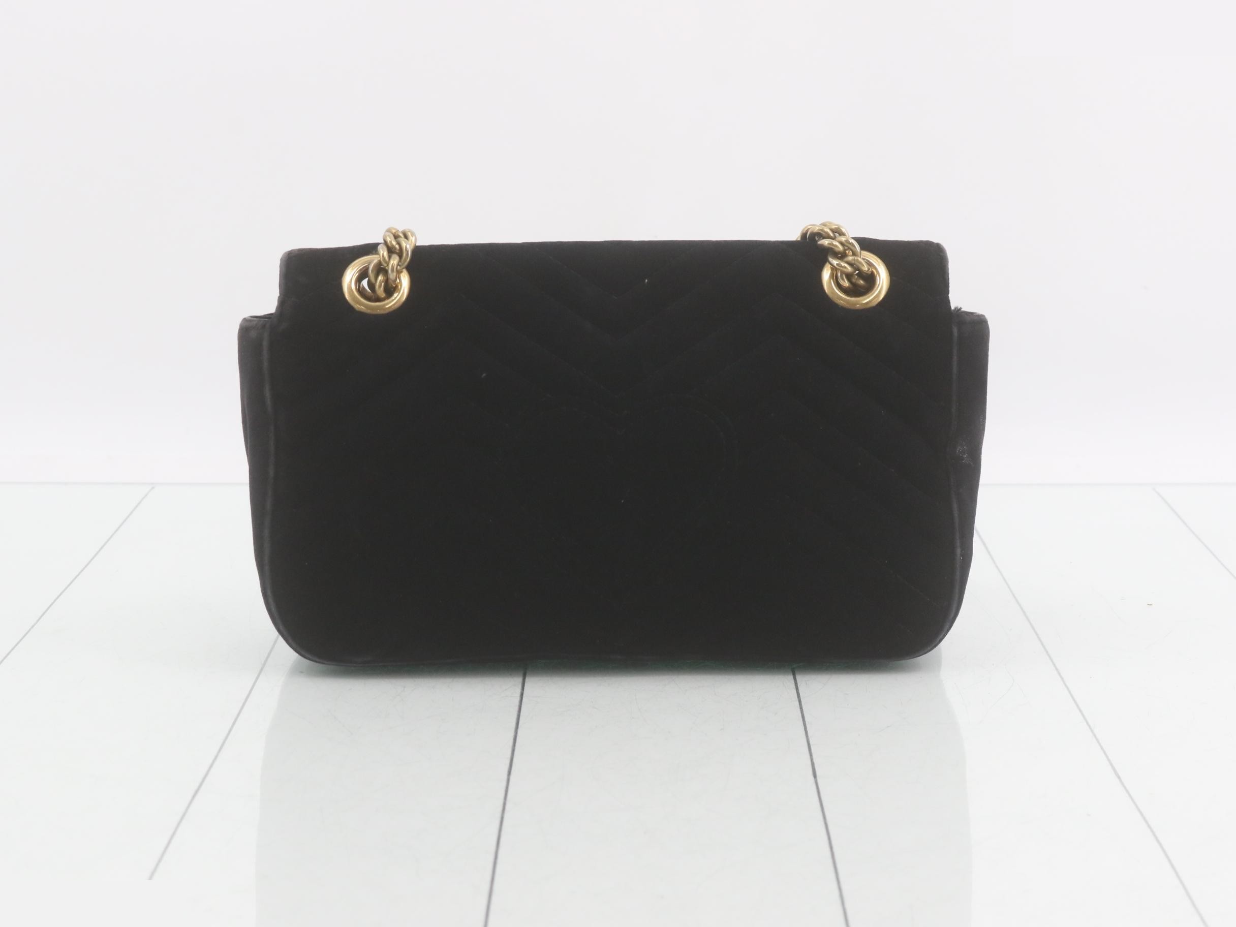 GG Marmont Velour Black Quilted Chain Shoulder Bag — view 2