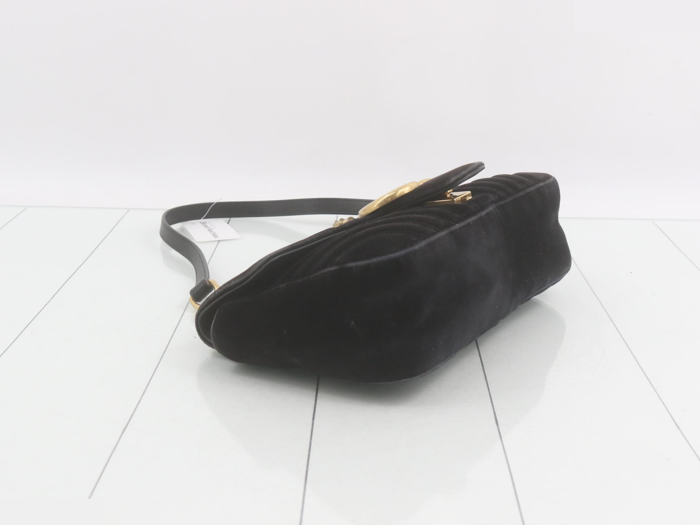 GG Marmont Velour Black Quilted Chain Shoulder Bag — view 5