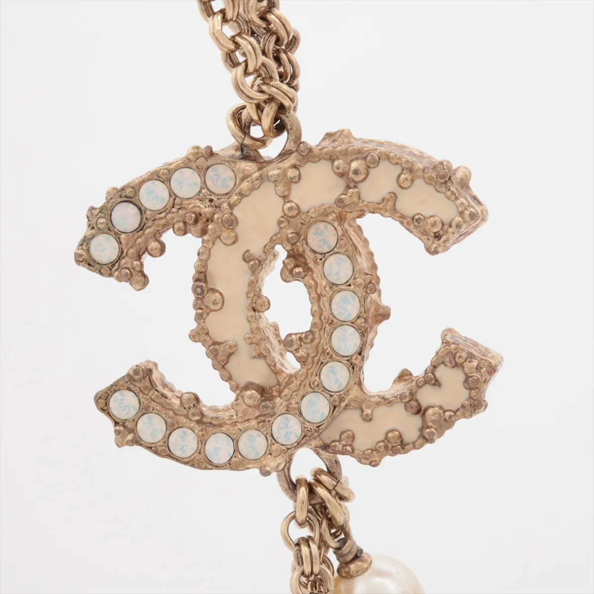 Coco Mark A12C Long Necklace, Gold Plated, Rhinestones, Colored Stones, Faux Pearls, Gold, — view 3