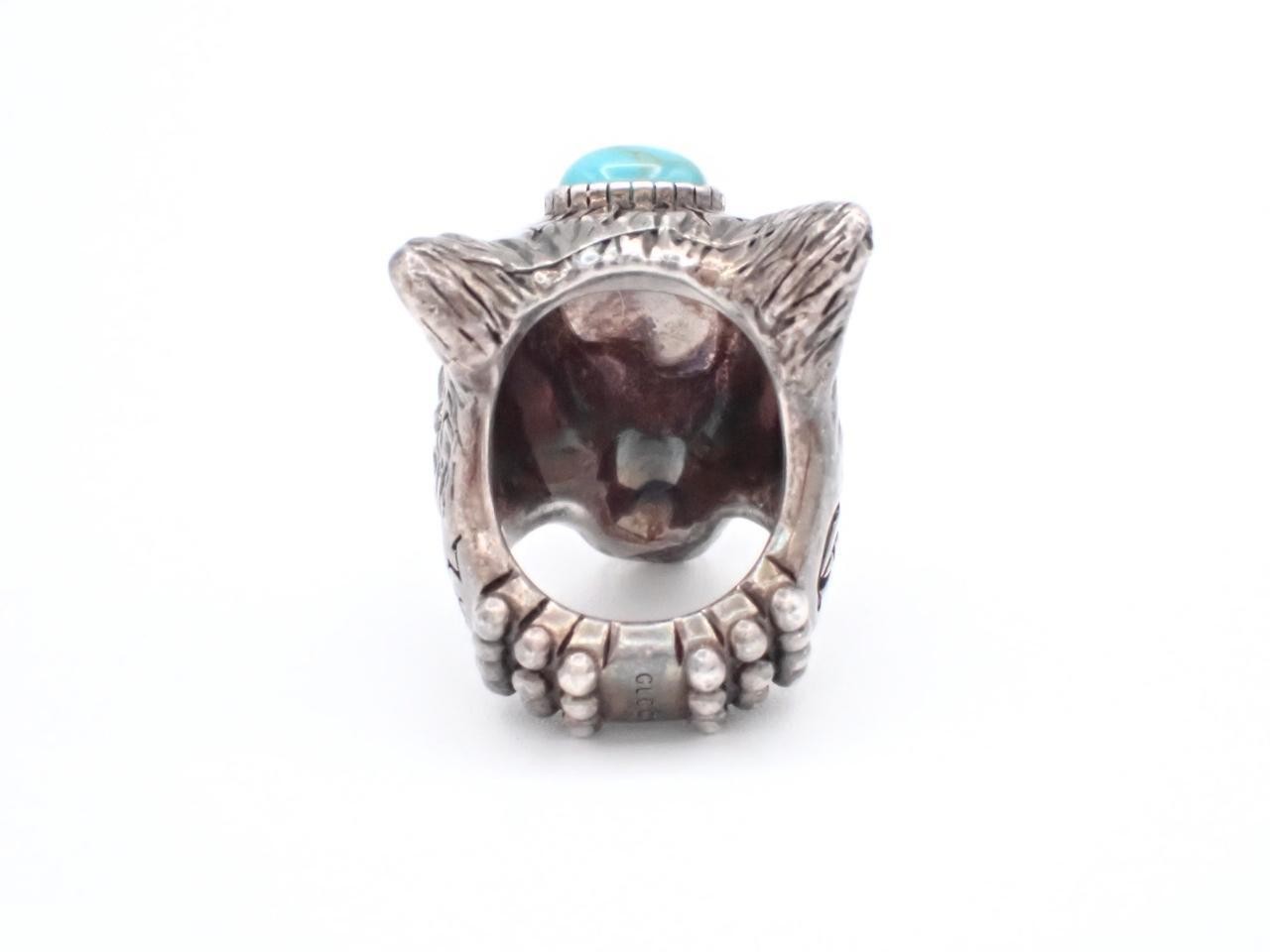 Anger Forest Wolf Head Turquoise Ring, Stamped 10, Actual Size #9 — view 2
