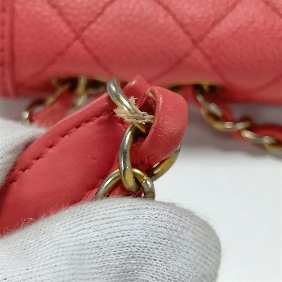 CC Filigree Caviar Skin Single Flap Double Chain Bag, Pink with Gold Hardware, 23913177, serial number in the 23 range. — view 12