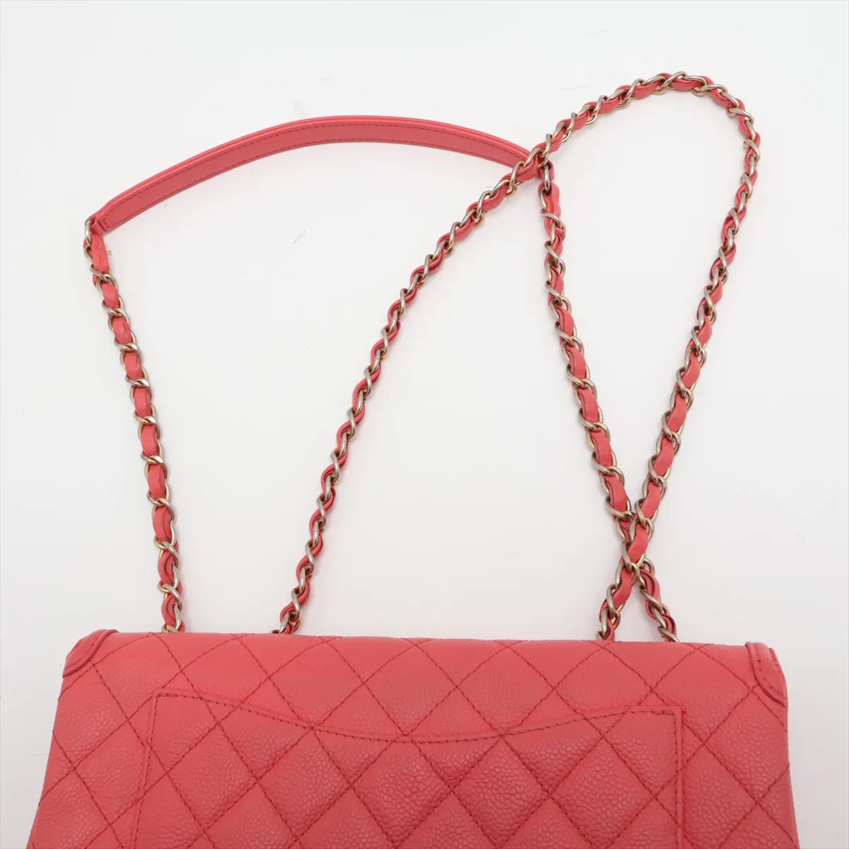 CC Filigree Caviar Skin Single Flap Double Chain Bag, Pink with Gold Hardware, 23913177, serial number in the 23 range. — view 6