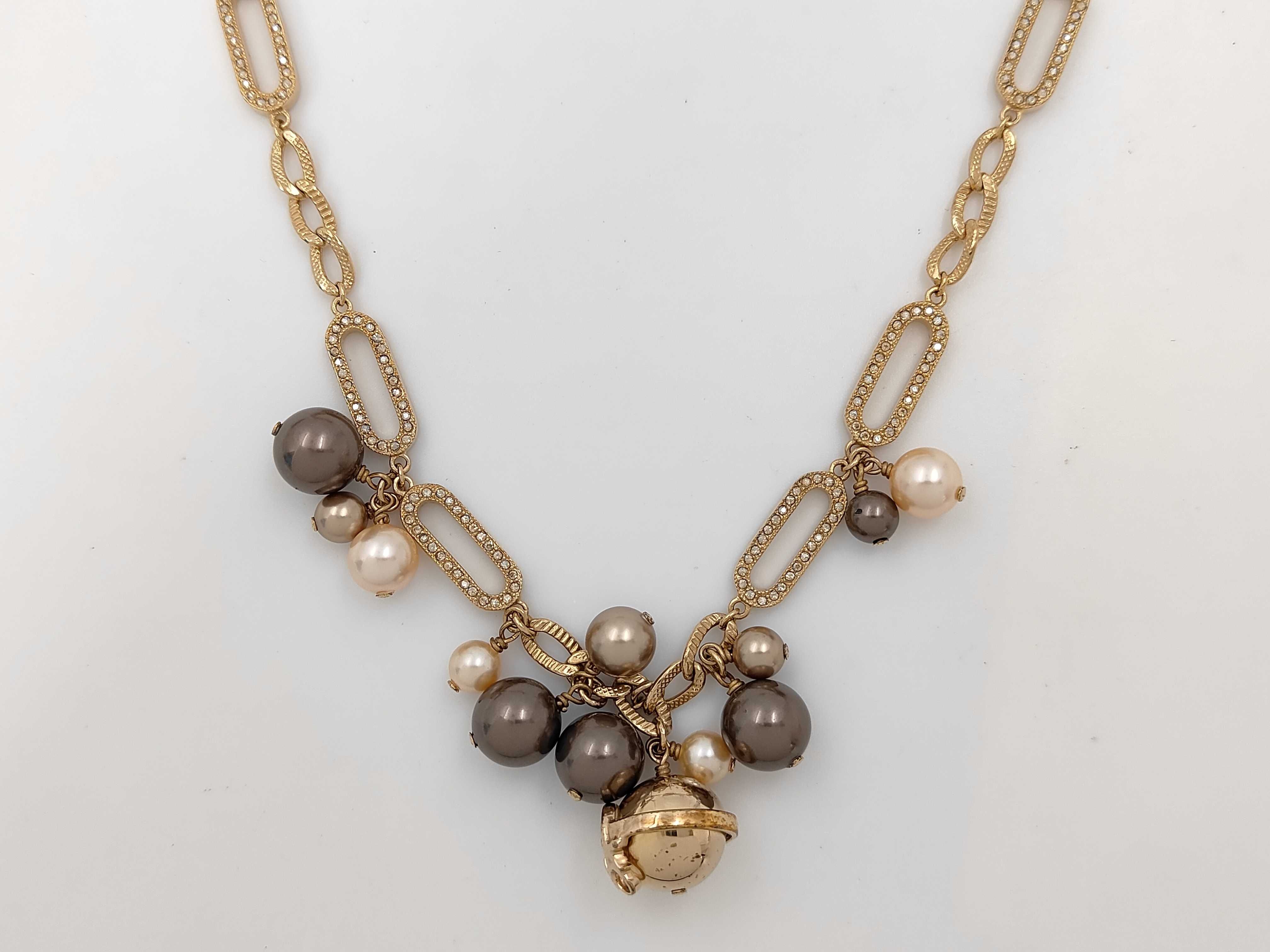 Rhinestone Costume Pearl Gold Necklace