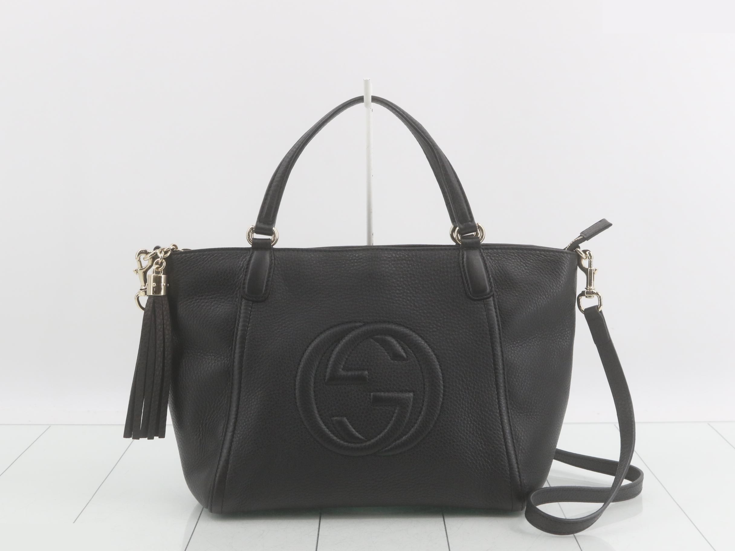 Soho Leather 2-Way Shoulder/Tote Bag, Black