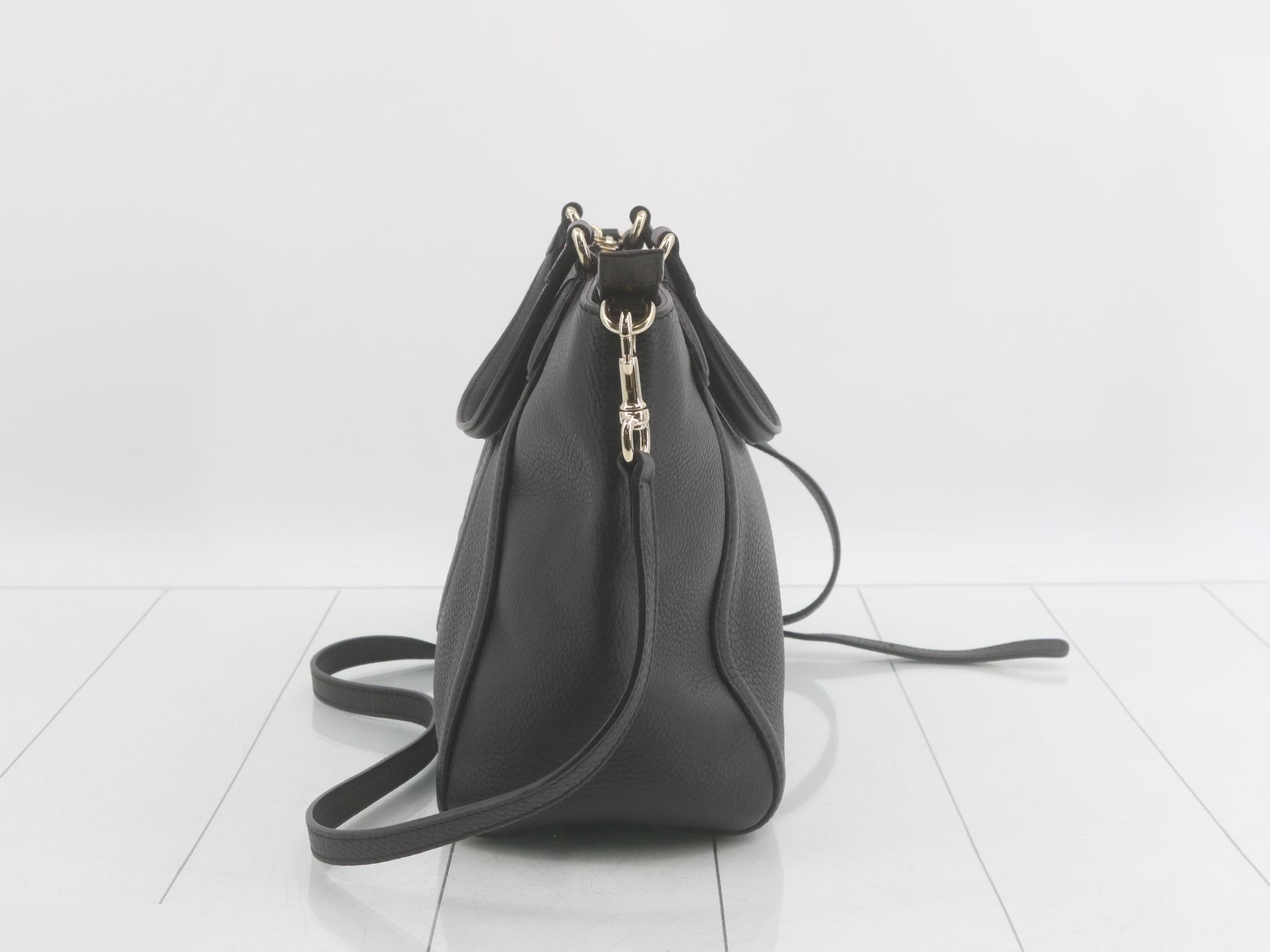 Soho Leather 2-Way Shoulder/Tote Bag, Black — view 3
