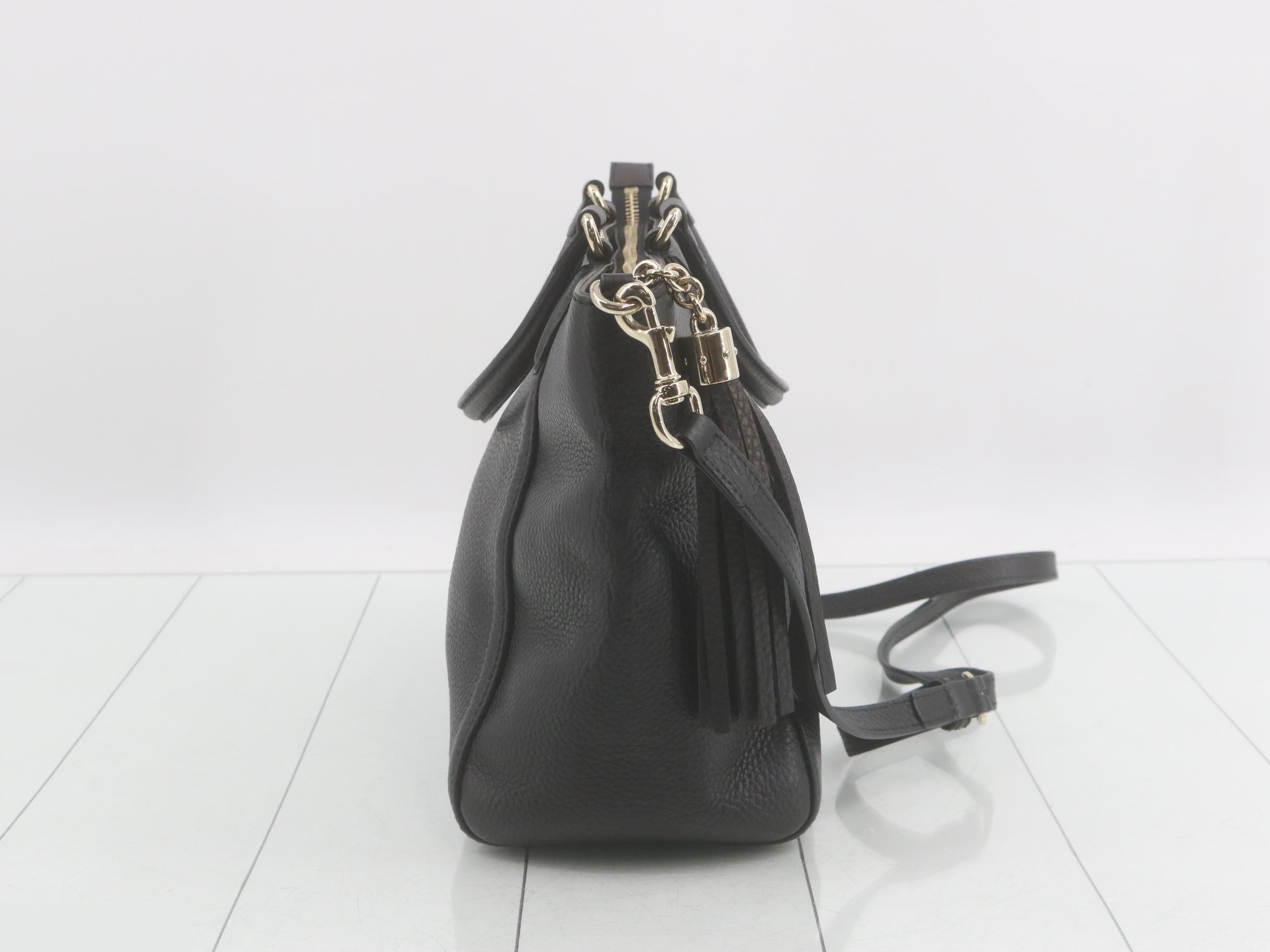 Soho Leather 2-Way Shoulder/Tote Bag, Black — view 4