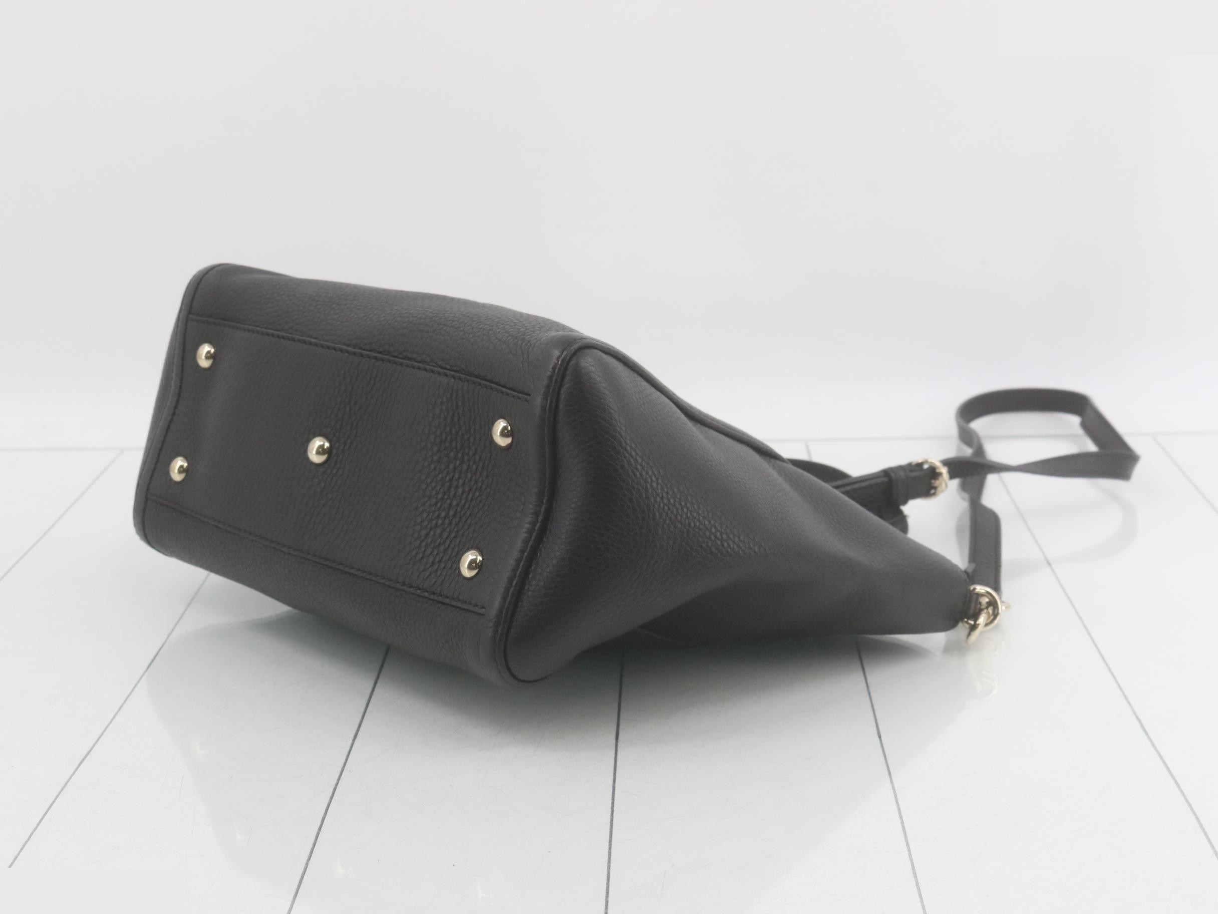 Soho Leather 2-Way Shoulder/Tote Bag, Black — view 6