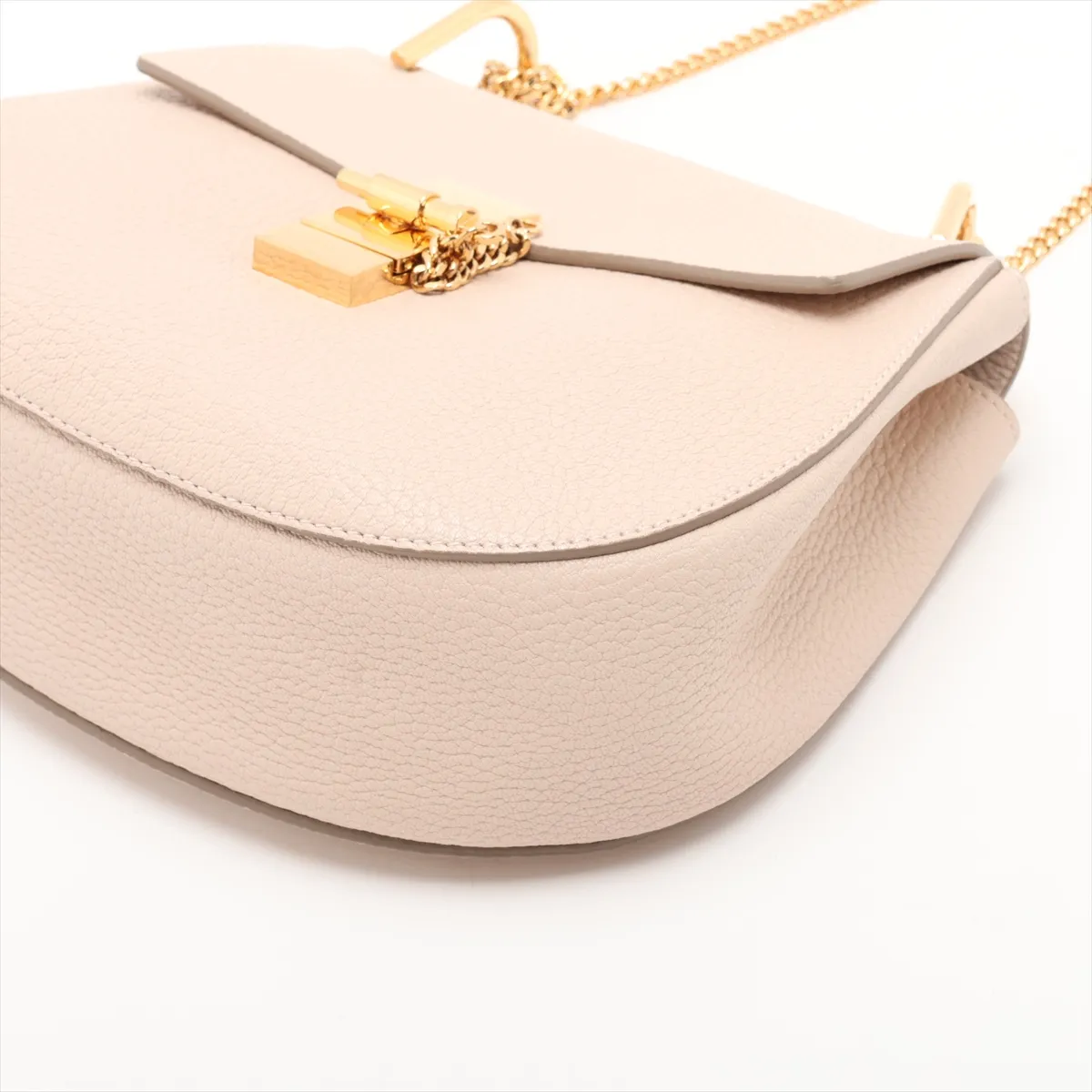 Drew Leather Chain Shoulder Bag, Beige, Outlet — view 3