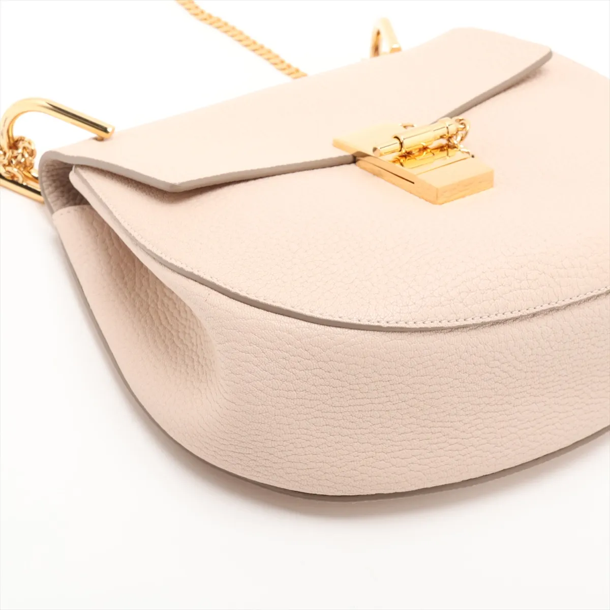 Drew Leather Chain Shoulder Bag, Beige, Outlet — view 4