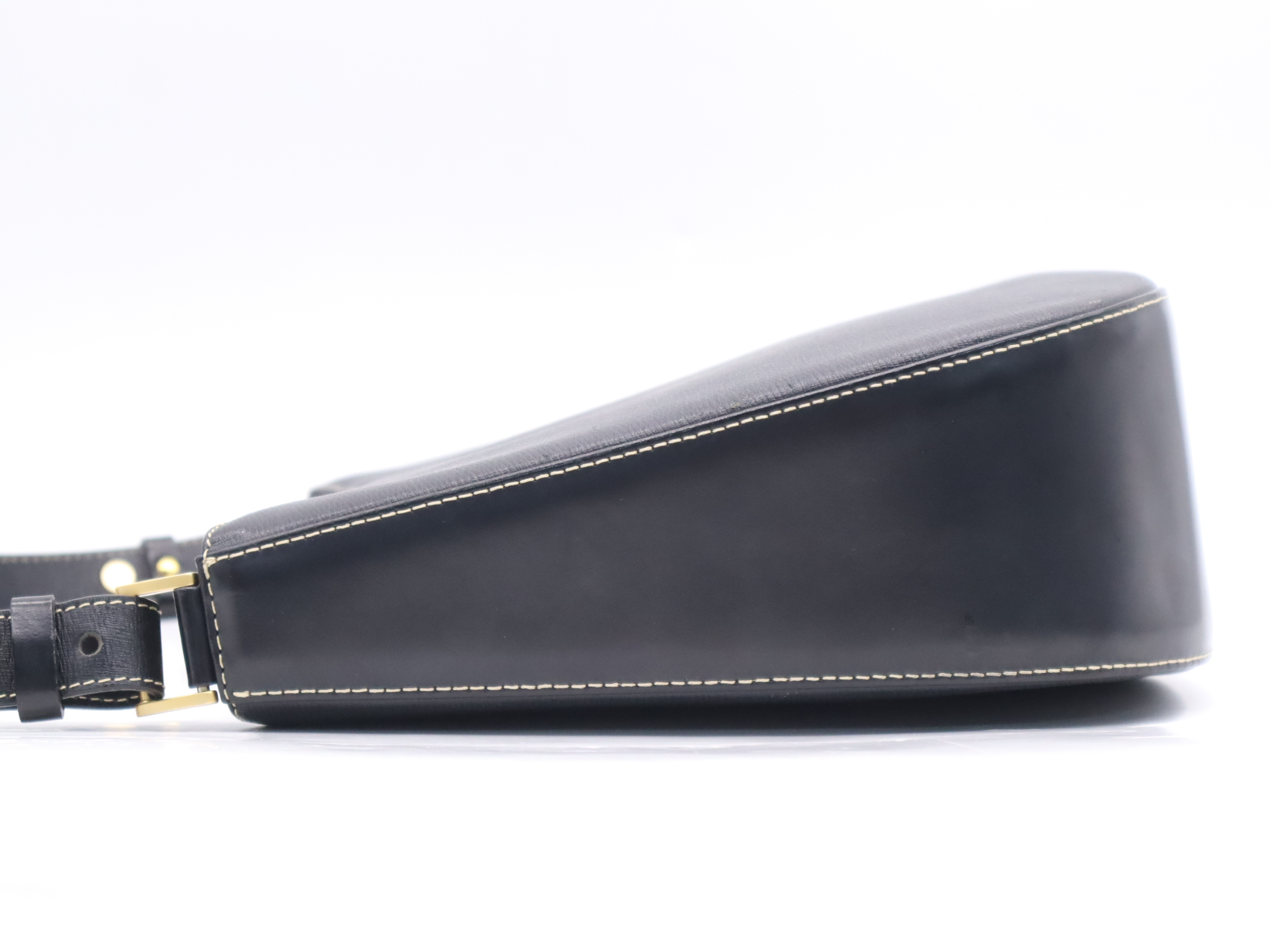 Leather Nova Check Gold Hardware Shoulder Bag Black Shoulder Bag — view 3