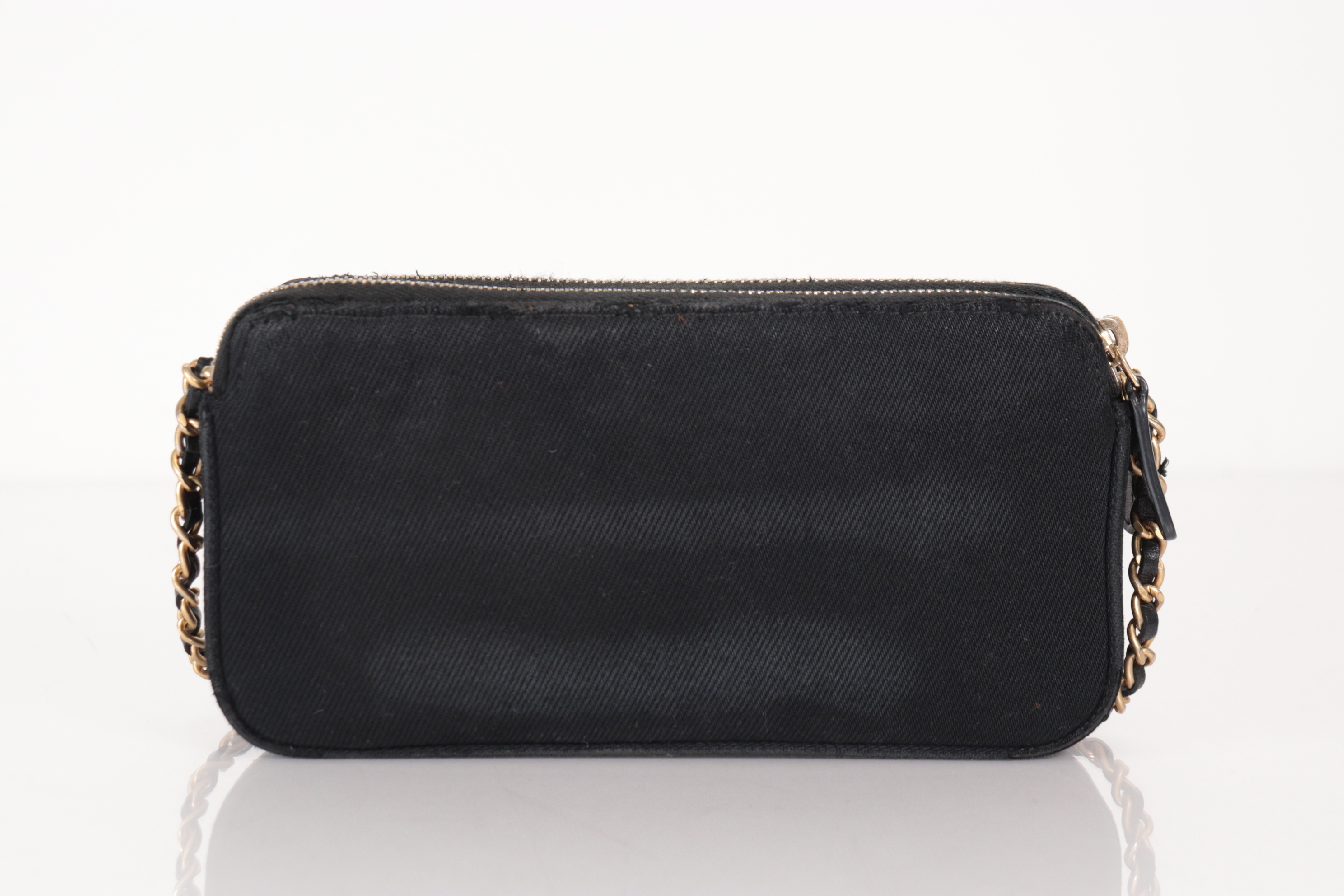 Coco Mark Black Denim Chain Wallet, Serial Number 29, Shoulder Bag — view 2