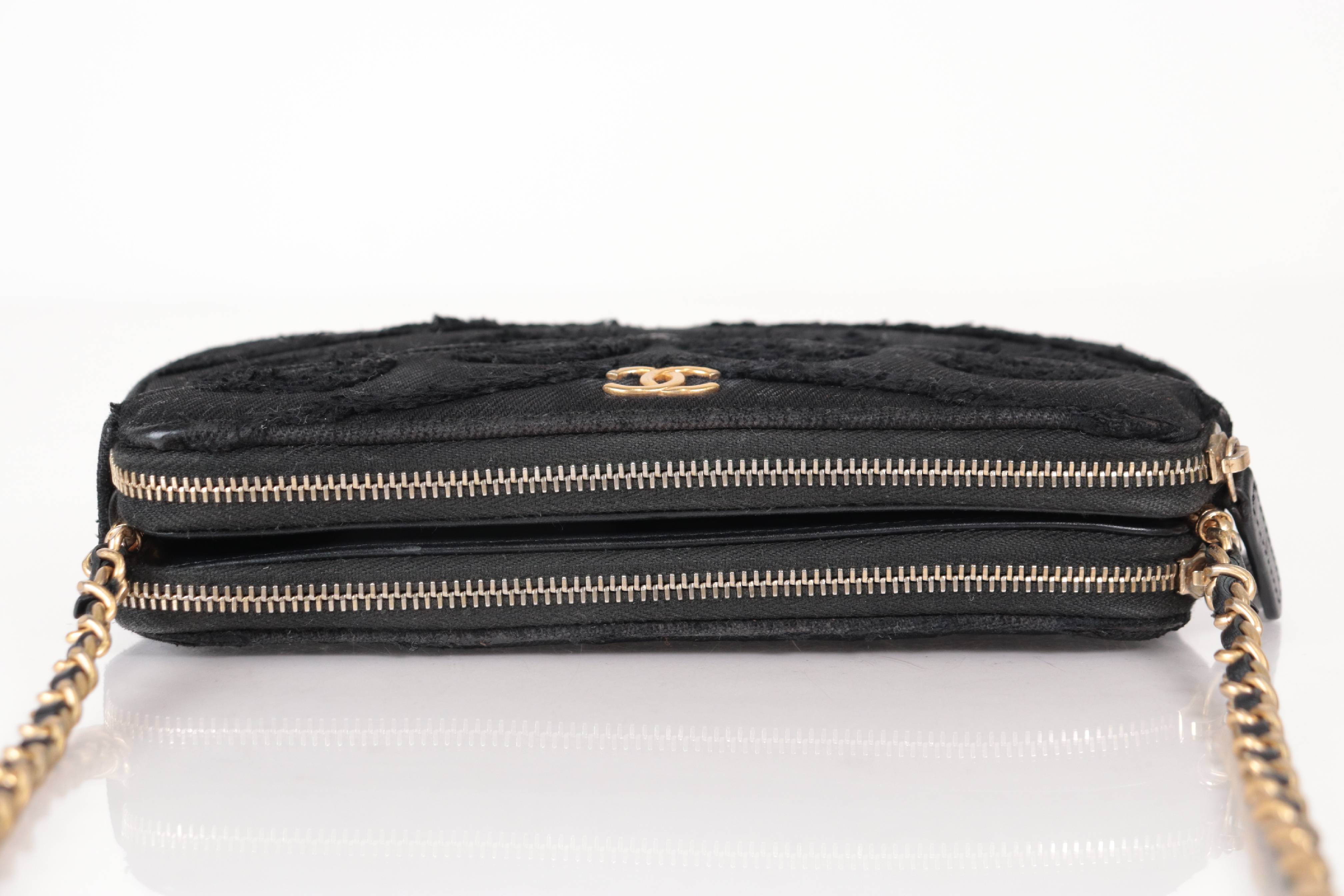 Coco Mark Black Denim Chain Wallet, Serial Number 29, Shoulder Bag — view 5