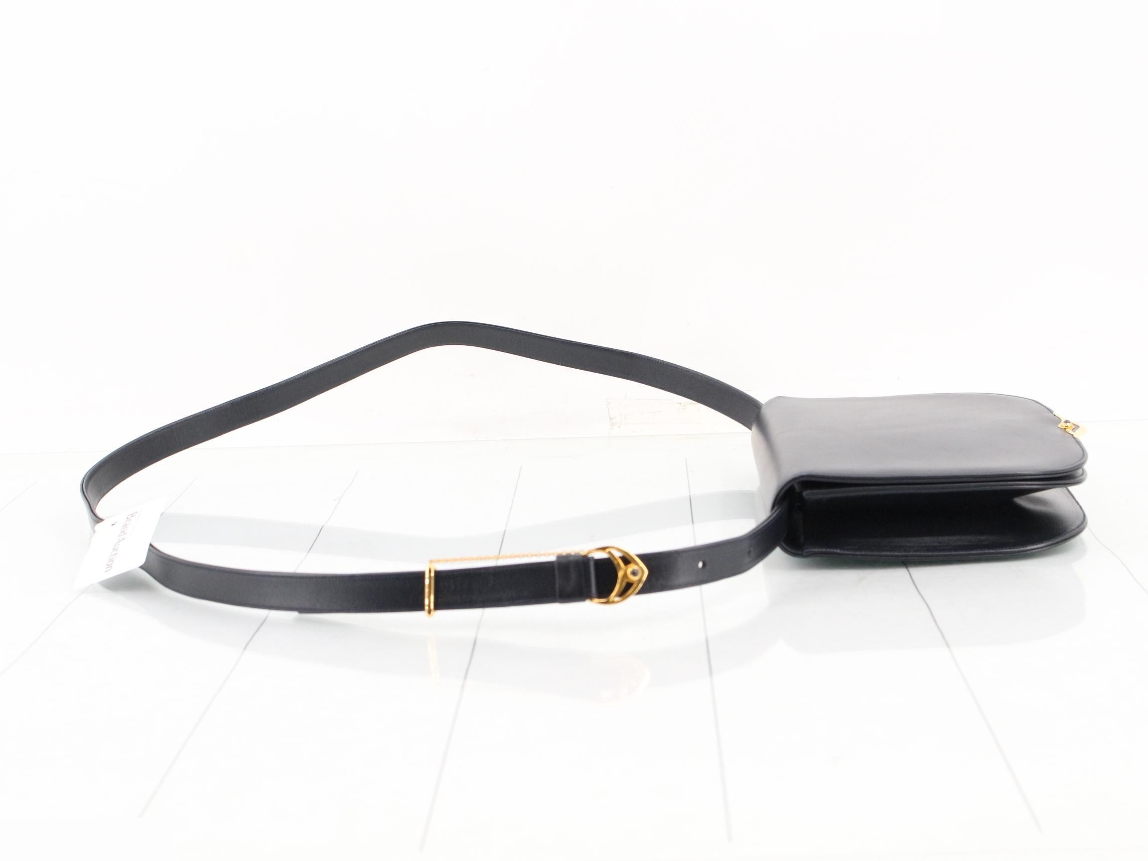 Sapphire Line Shoulder Bag, Black Leather — view 4