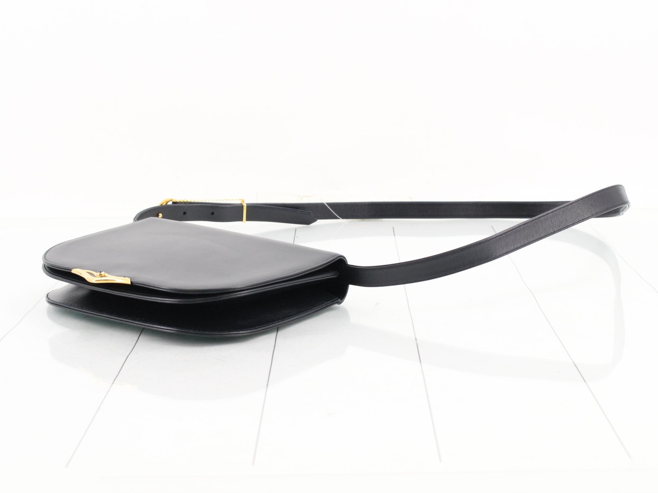 Sapphire Line Shoulder Bag, Black Leather — view 6