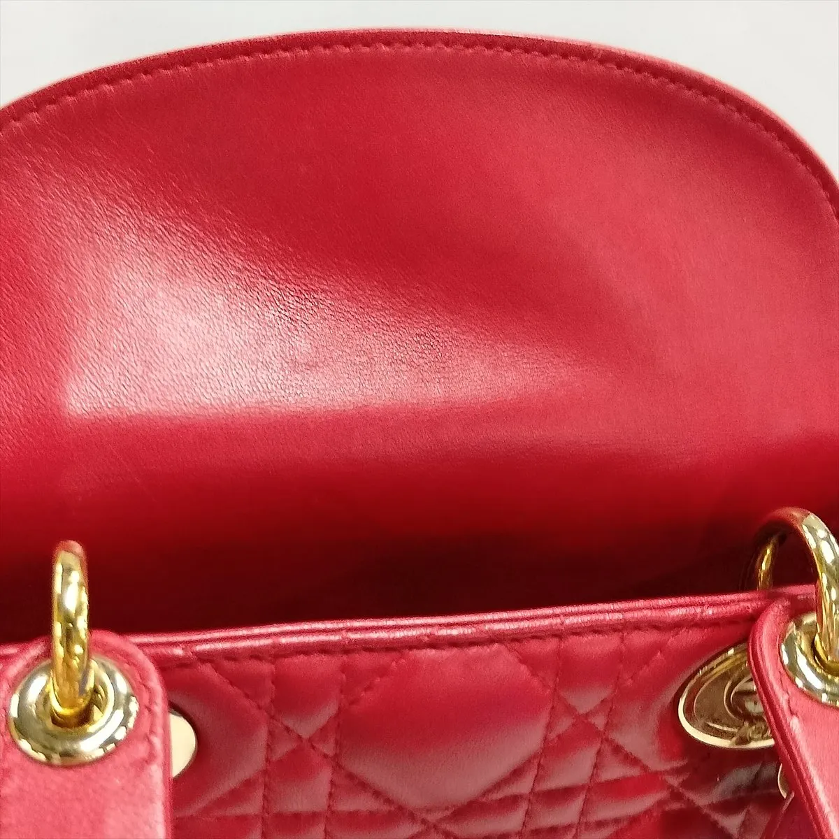 Cannage My Lady Dior Leather 2-Way Handbag, Red — view 13