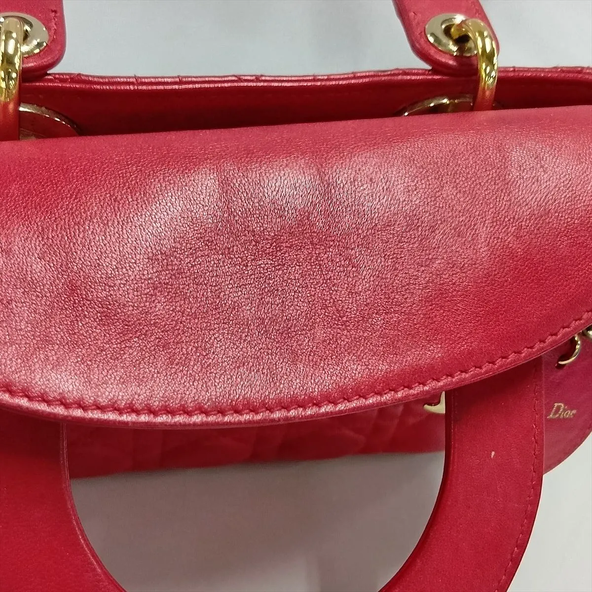 Cannage My Lady Dior Leather 2-Way Handbag, Red — view 14