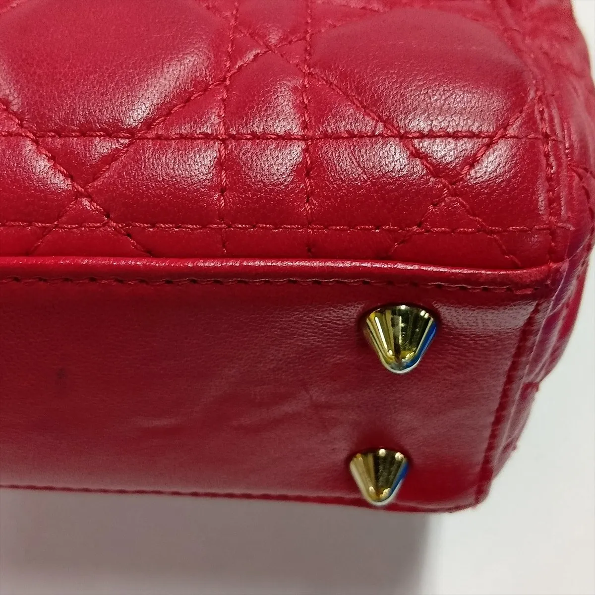Cannage My Lady Dior Leather 2-Way Handbag, Red — view 15
