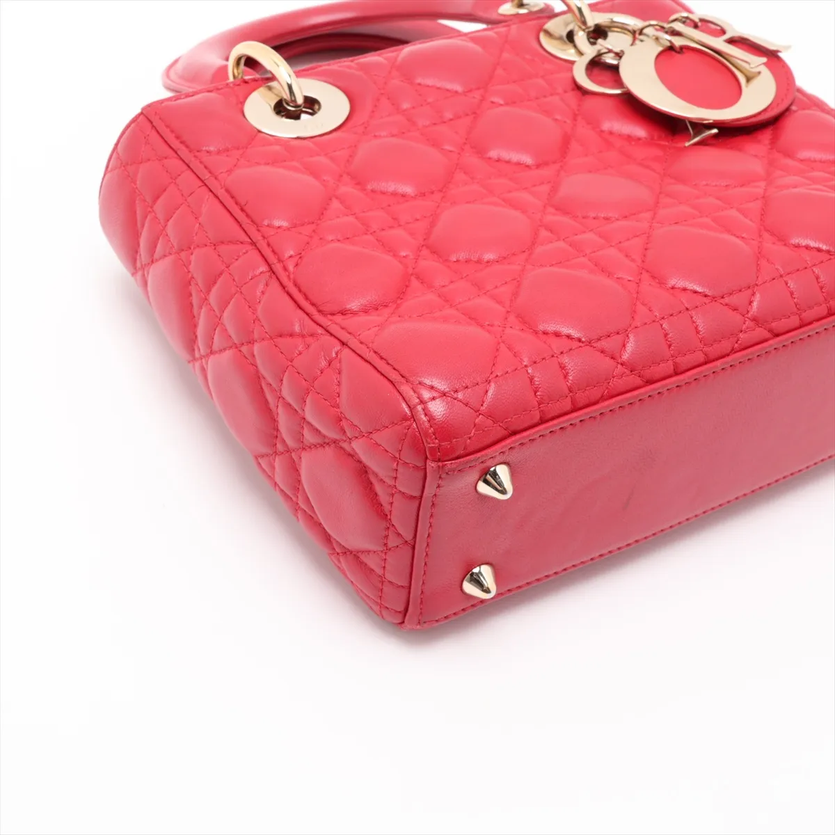 Cannage My Lady Dior Leather 2-Way Handbag, Red — view 4