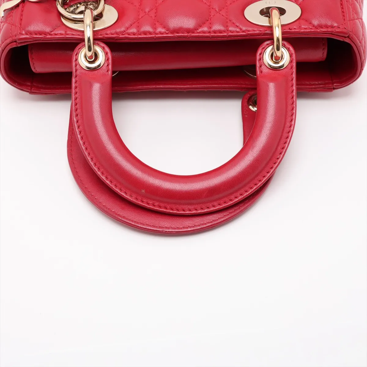 Cannage My Lady Dior Leather 2-Way Handbag, Red — view 5