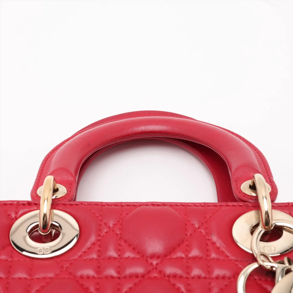 Cannage My Lady Dior Leather 2-Way Handbag, Red — view 6