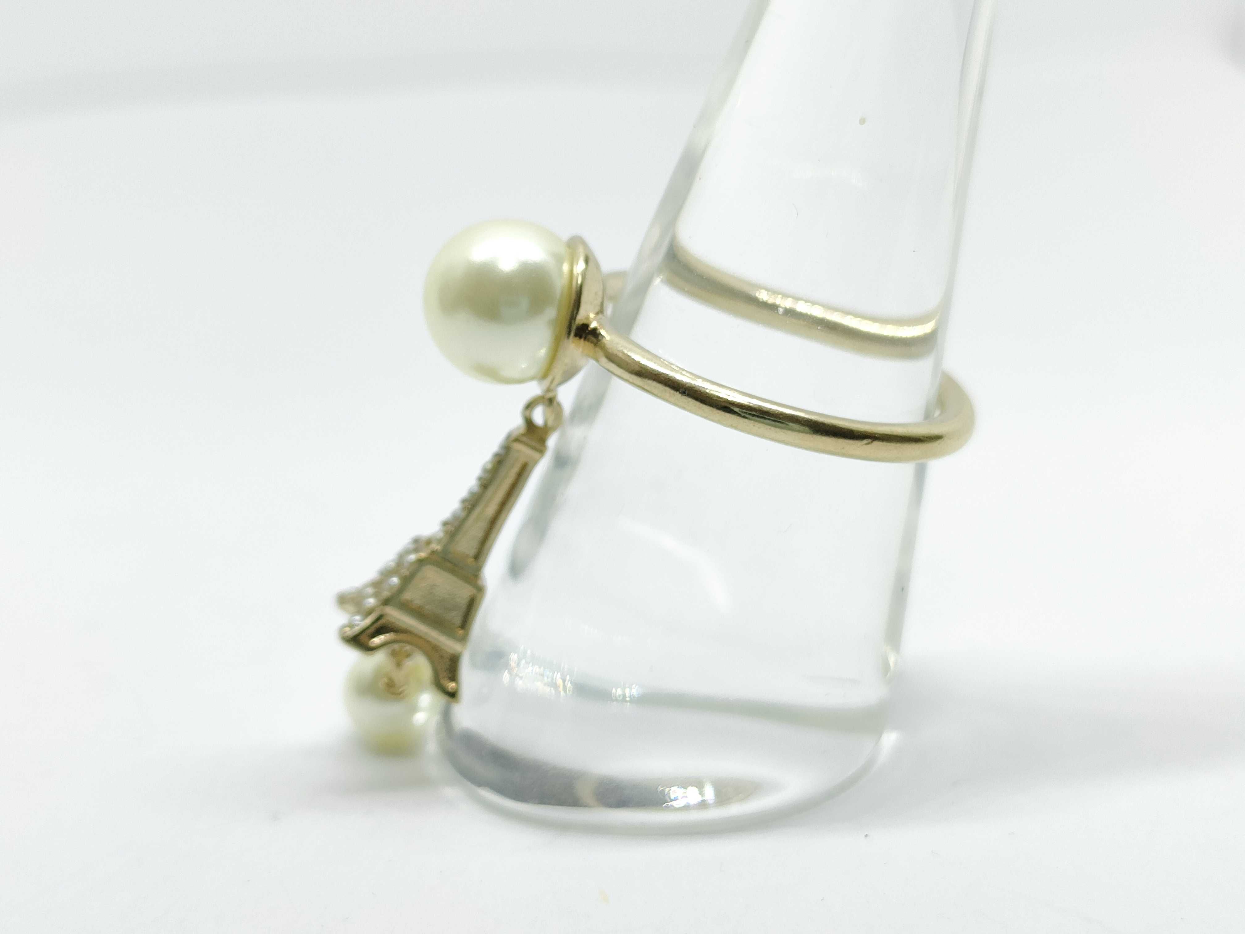 Resin Pearl Eiffel Tower Ring 3.1g Ring — view 2